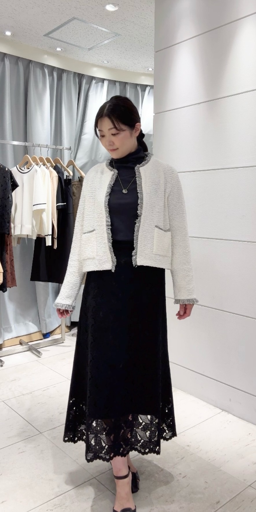 misaさんの「UNTITLED｜【重ね着レイヤードに】シアーテレコハイネックトップス」を使ったコーディネート