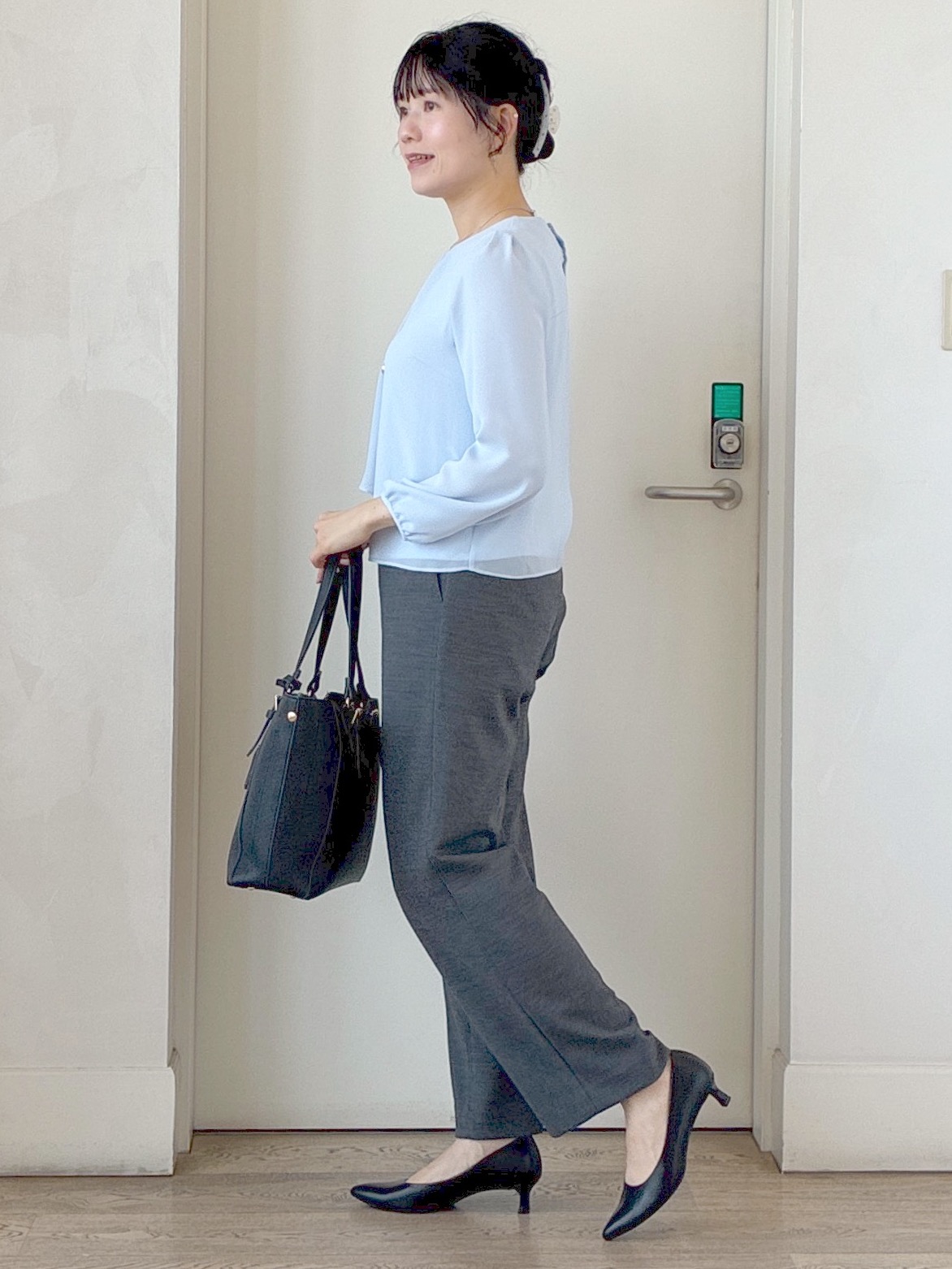  beni_gingerさんの「Reflect｜【SS-4Lサイズ／通勤／セレモニー】クルーネック シフォンブラウス」を使ったコーディネート
