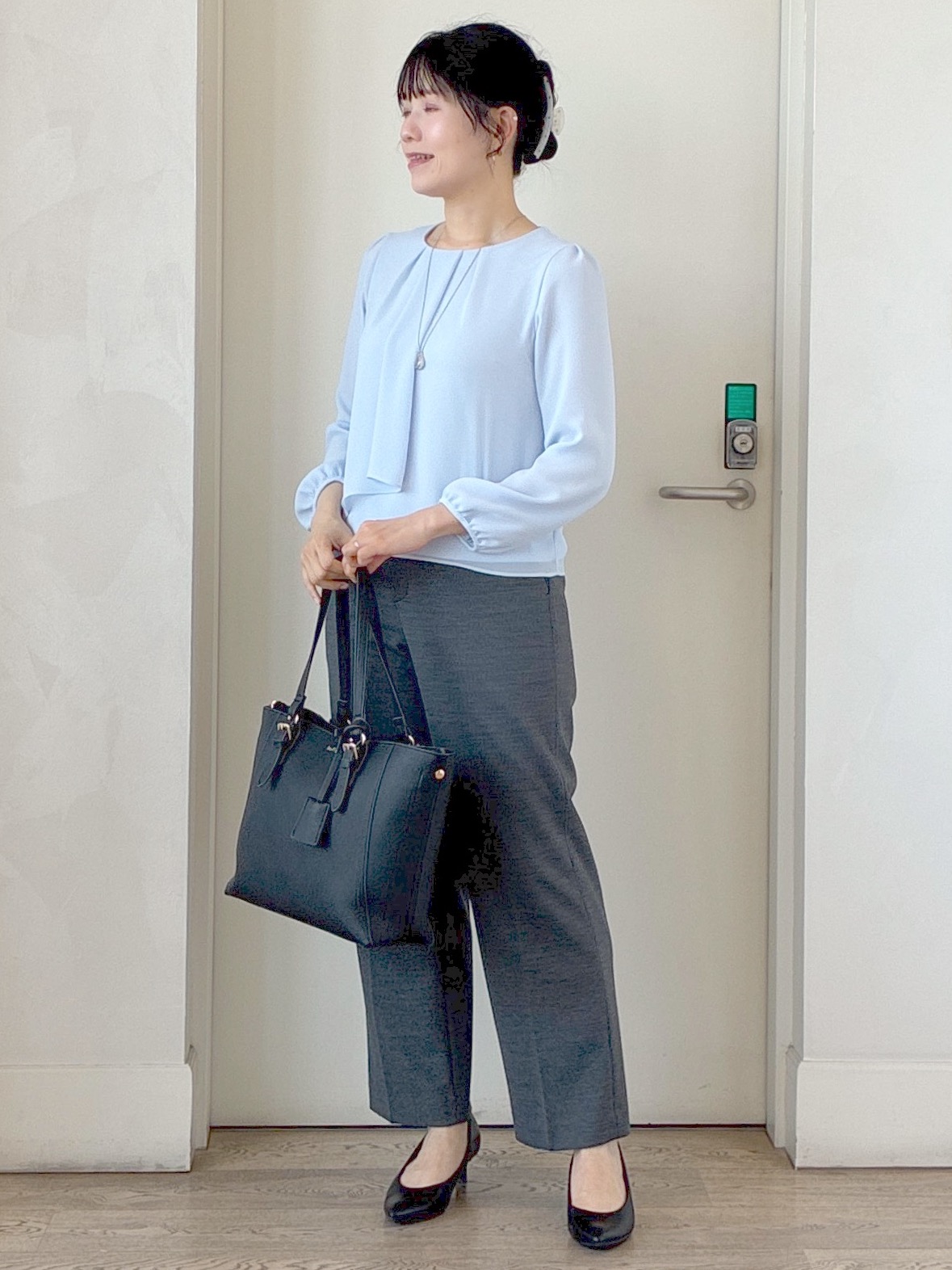  beni_gingerさんの「Reflect｜【SS-4Lサイズ／通勤／セレモニー】クルーネック シフォンブラウス」を使ったコーディネート