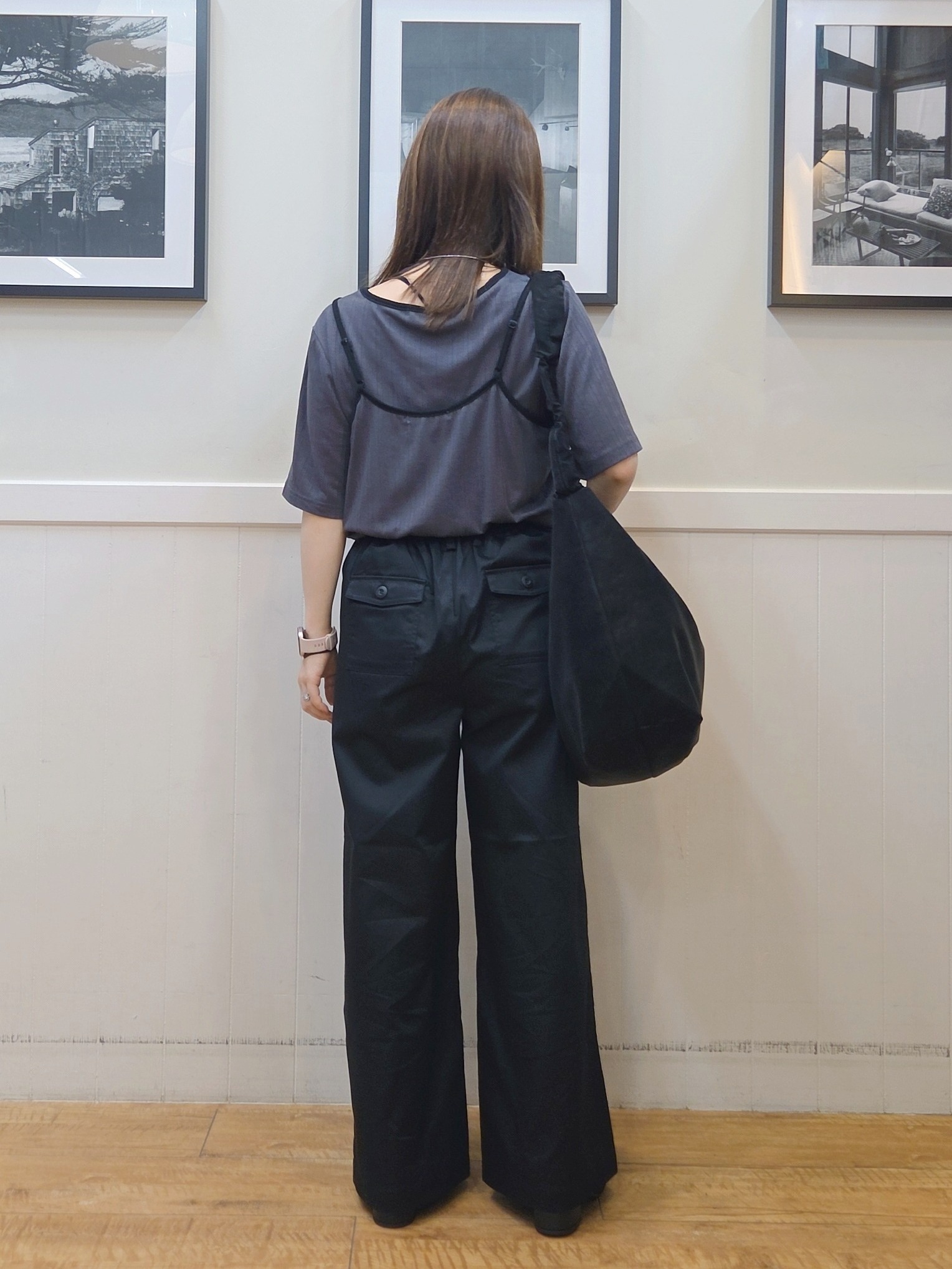 nao.さんの「SHOO･LA･RUE｜【2点セット】ランダムテレコで細見え  配色使いTシャツ+キャミソール」を使ったコーディネート
