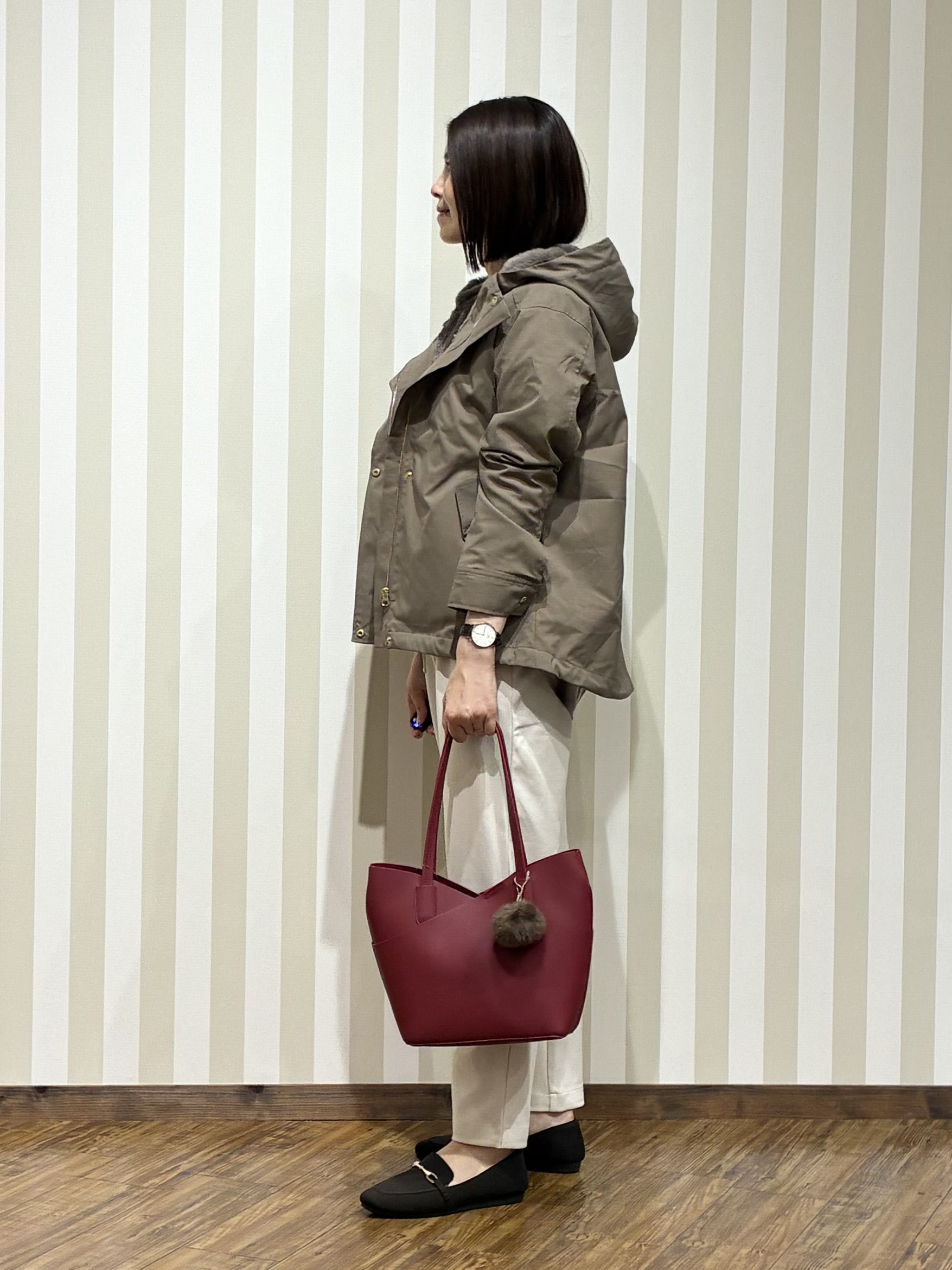 SAOさんの「SHOO･LA･RUE｜【洗濯機可/撥水/マルチWAY】ファーライナー付き 毎日欲張りマンパ」を使ったコーディネート