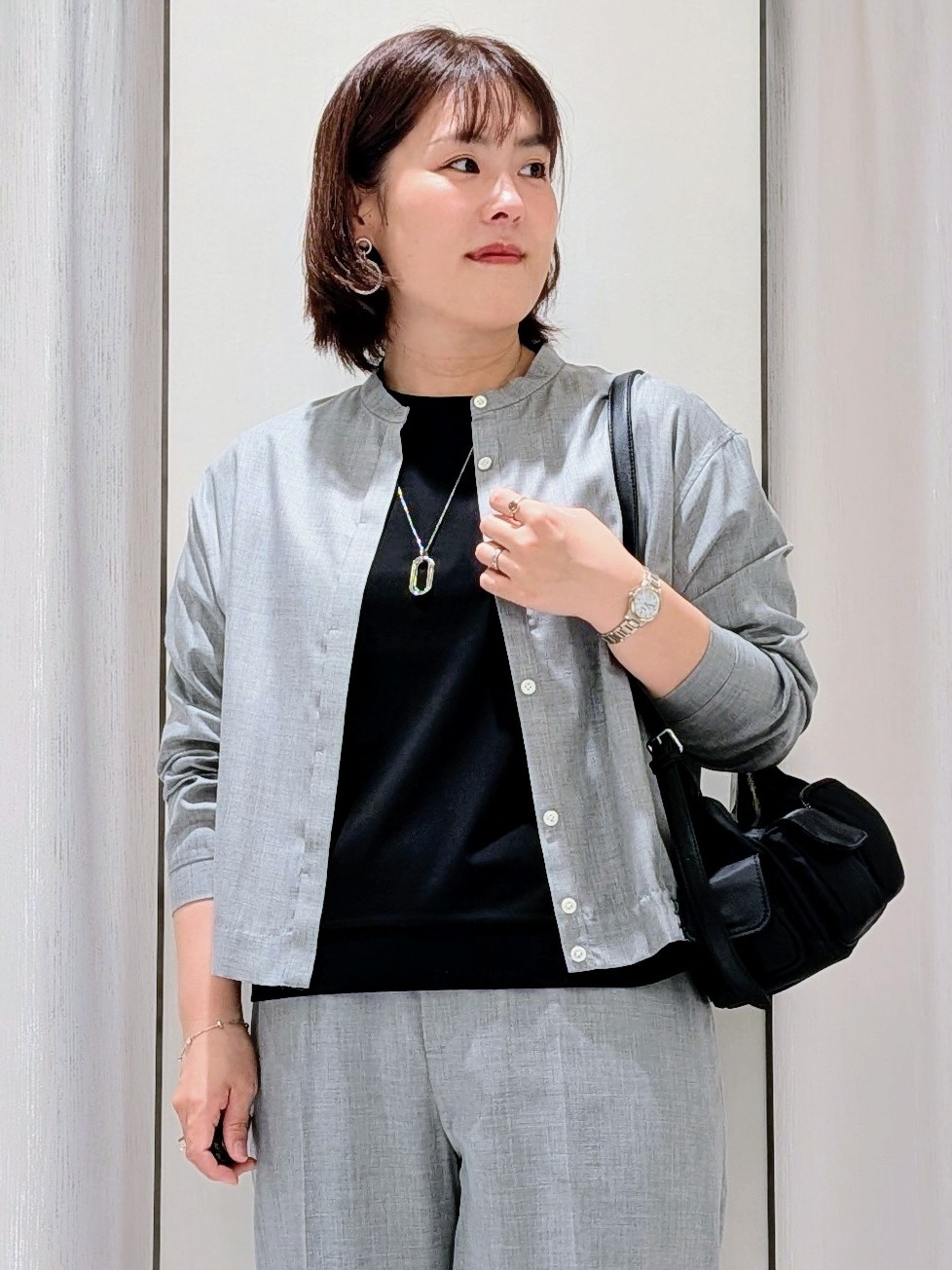 Onumaさんの「UNTITLED｜【セットアップ可/秋羽織り】メランジツイルシャツ」を使ったコーディネート