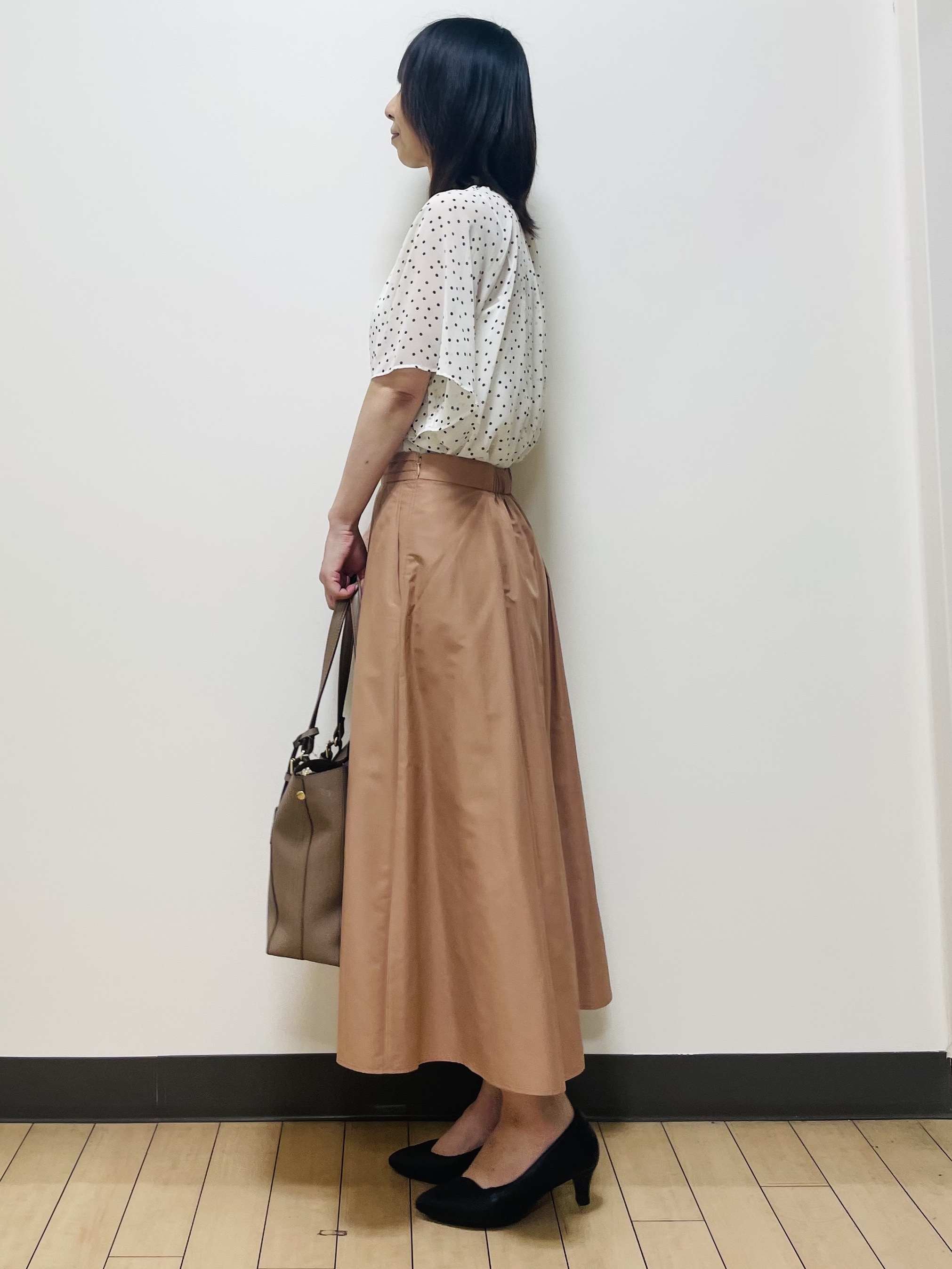 Riiさんの「Reflect｜【セットアップ／手洗い可】ドット柄シアーブラウス」を使ったコーディネート