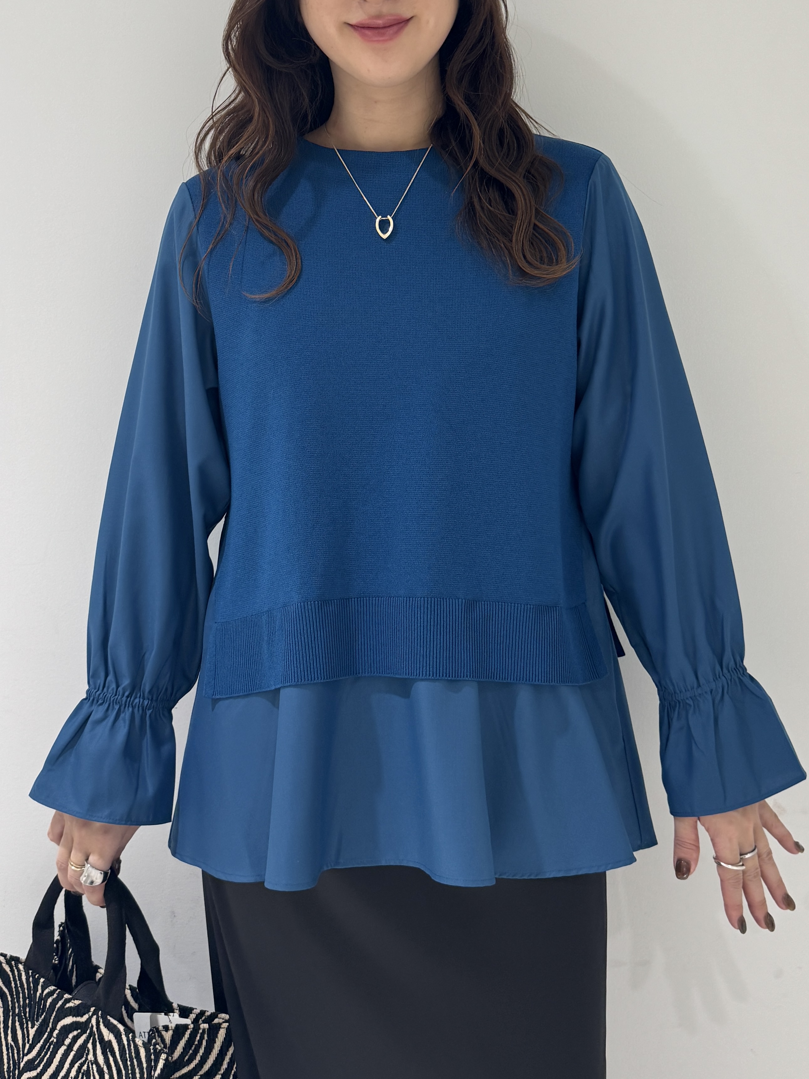 そんさんの「INDIVI｜【洗える／1枚でコーデ完成】重ね着風ニットトップス」を使ったコーディネート
