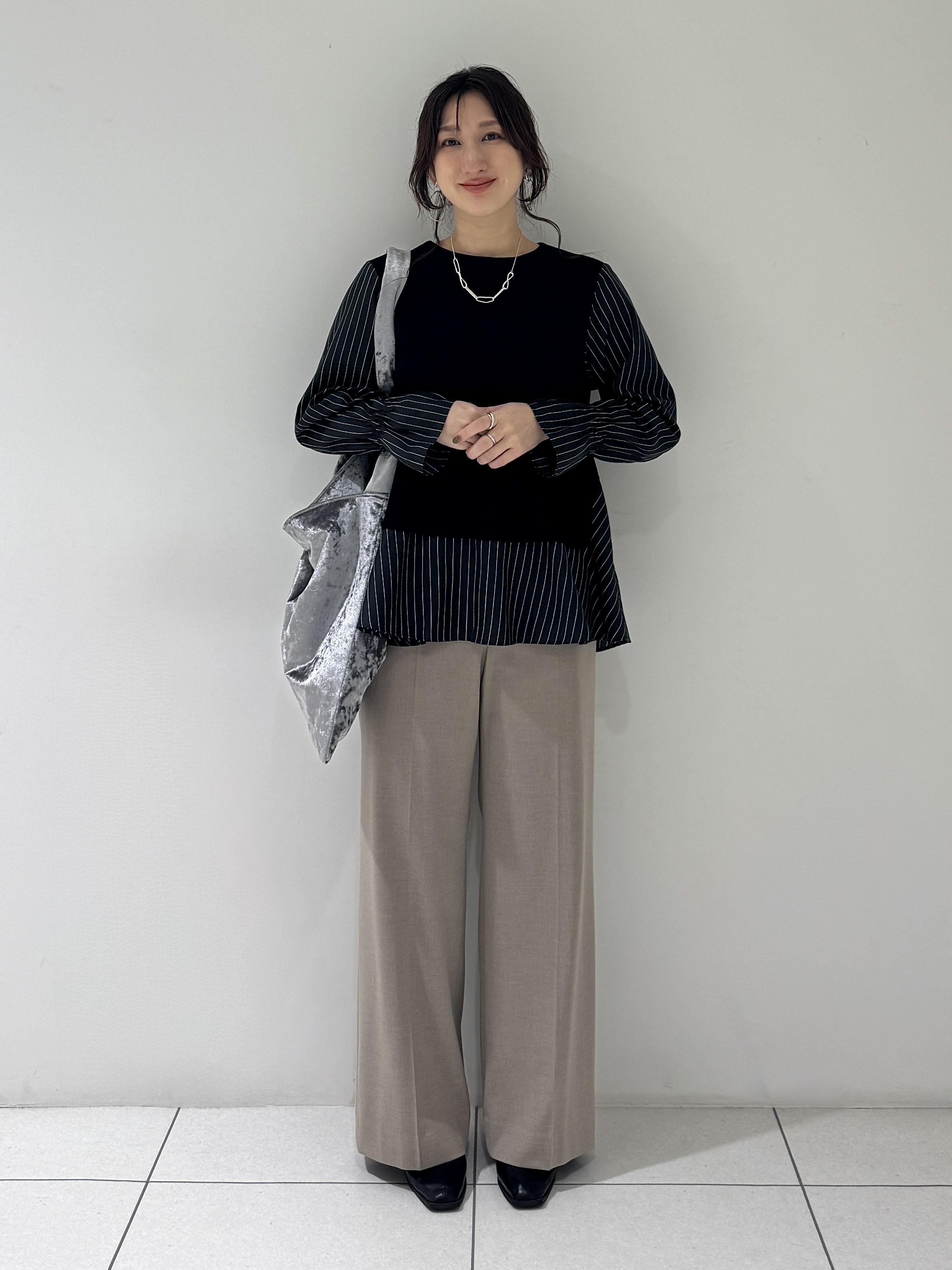そんさんの「INDIVI｜【洗える／1枚でコーデ完成】重ね着風ニットトップス」を使ったコーディネート
