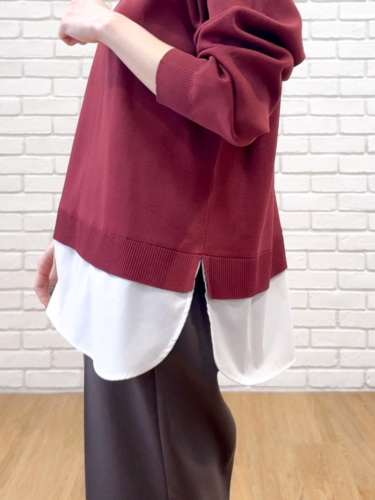 𝐜𝐡𝐢𝐤𝐚さんの「SHOO･LA･RUE｜【S-LL】着るだけできまる シャツレイヤード風 スポンディッシュニット」を使ったコーディネート
