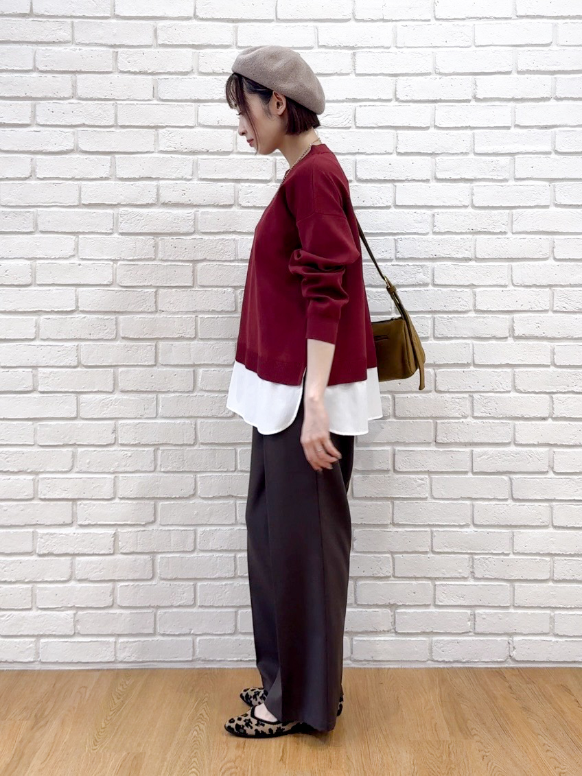 𝐜𝐡𝐢𝐤𝐚さんの「SHOO･LA･RUE｜【S-LL】着るだけできまる シャツレイヤード風 スポンディッシュニット」を使ったコーディネート