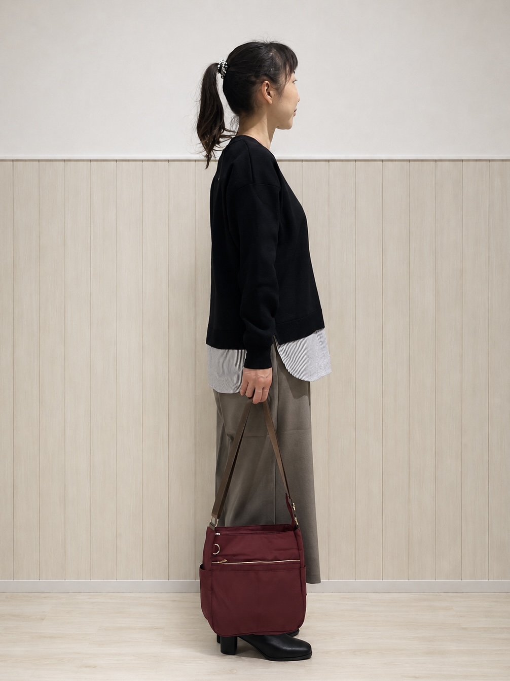 まつみさんの「SHOO･LA･RUE｜【S-LL】着るだけできまる シャツレイヤード風 スポンディッシュニット」を使ったコーディネート