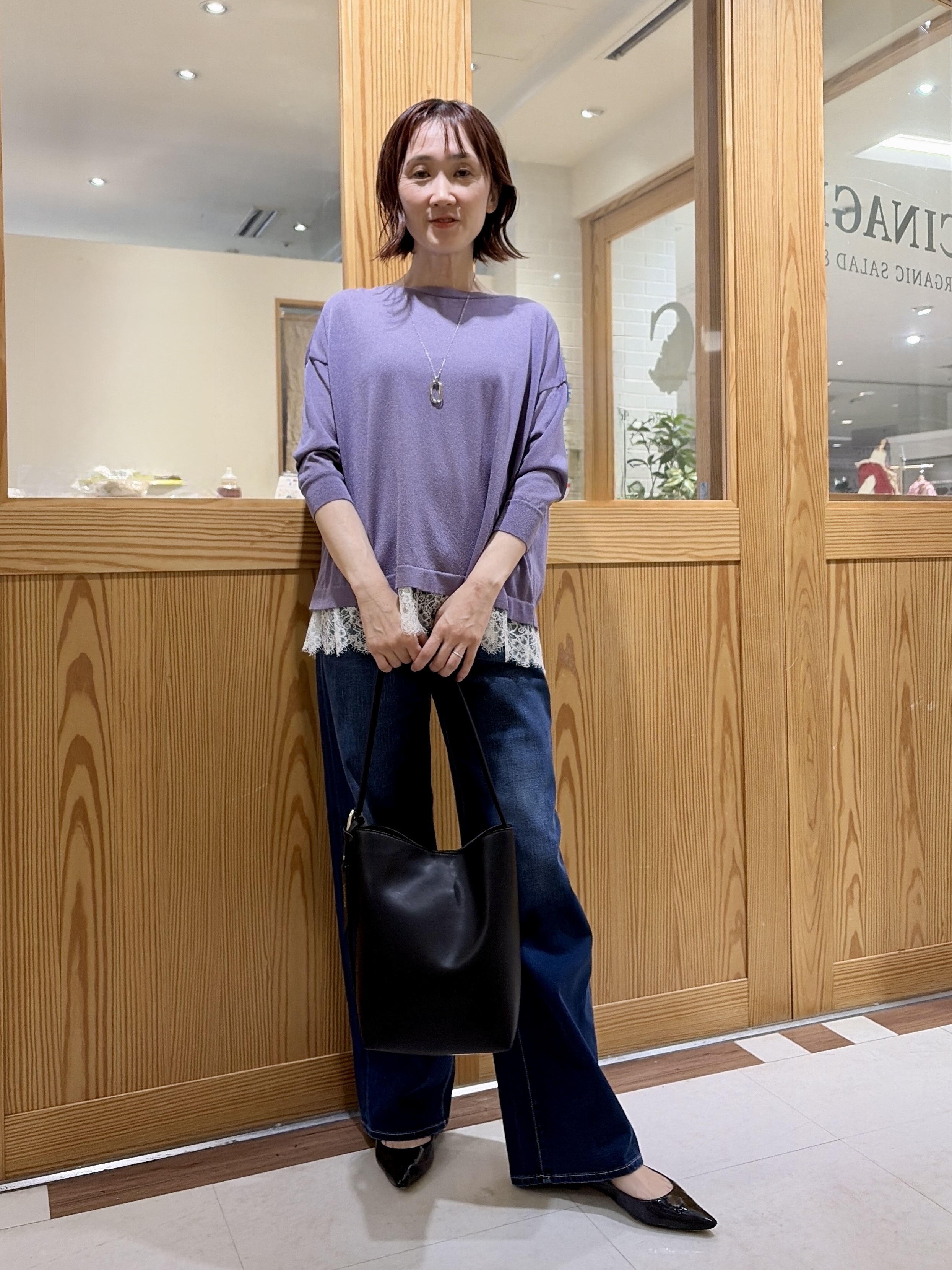 ゆうさんの「UNTITLED｜【一枚で着映え】レースドッキングニットプルオーバー」を使ったコーディネート