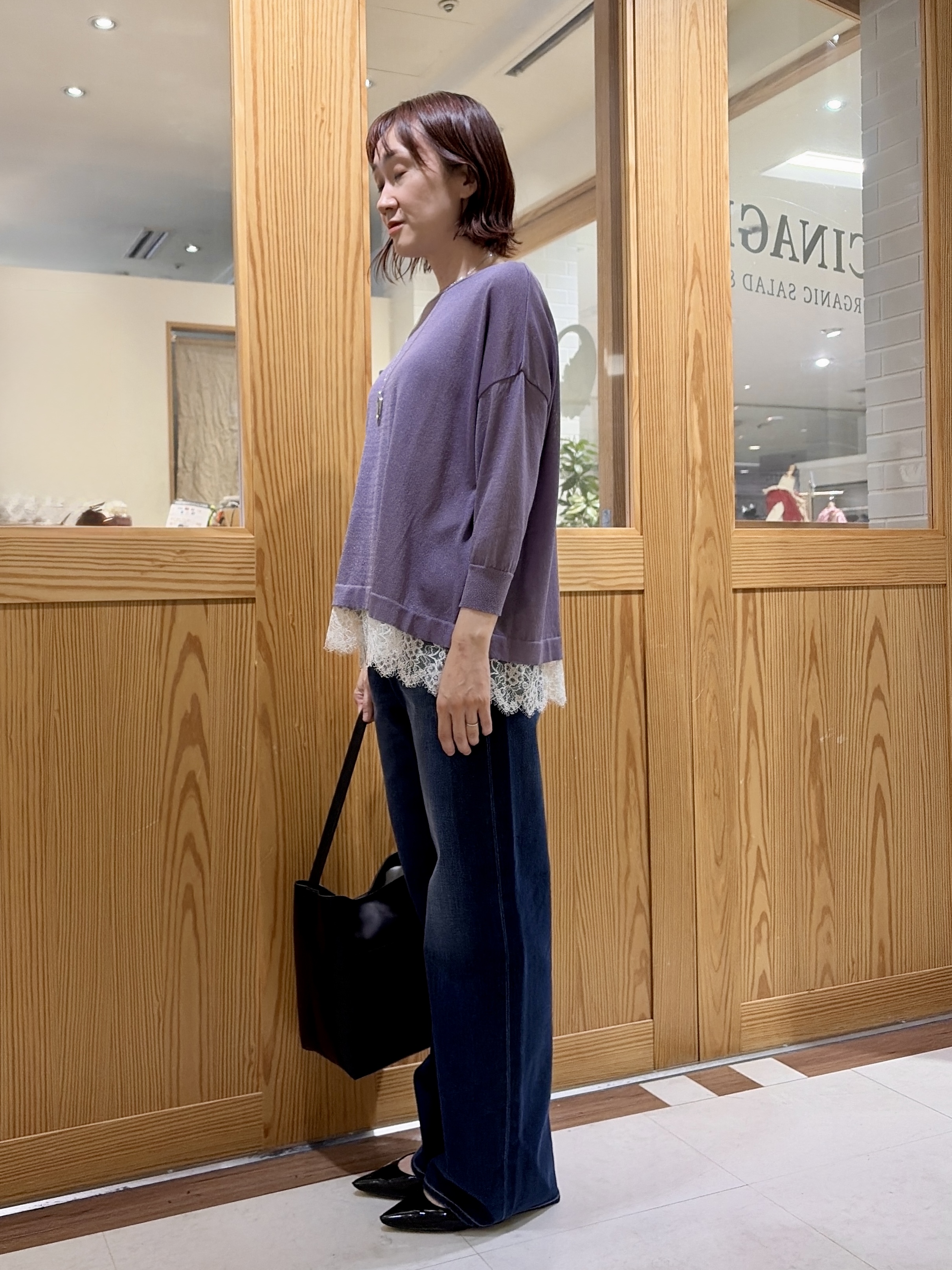 ゆうさんの「UNTITLED｜【一枚で着映え】レースドッキングニットプルオーバー」を使ったコーディネート