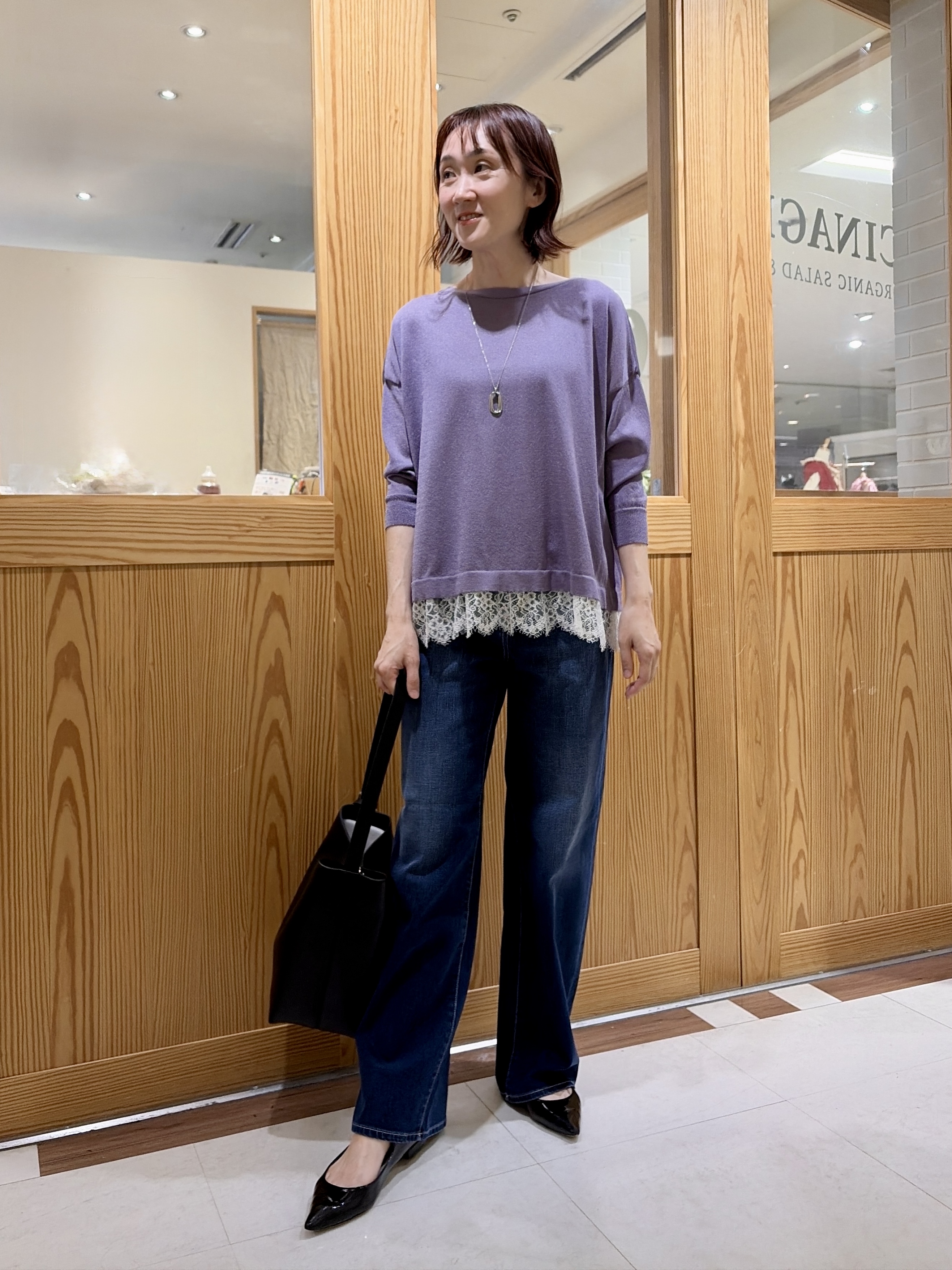ゆうさんの「UNTITLED｜【一枚で着映え】レースドッキングニットプルオーバー」を使ったコーディネート