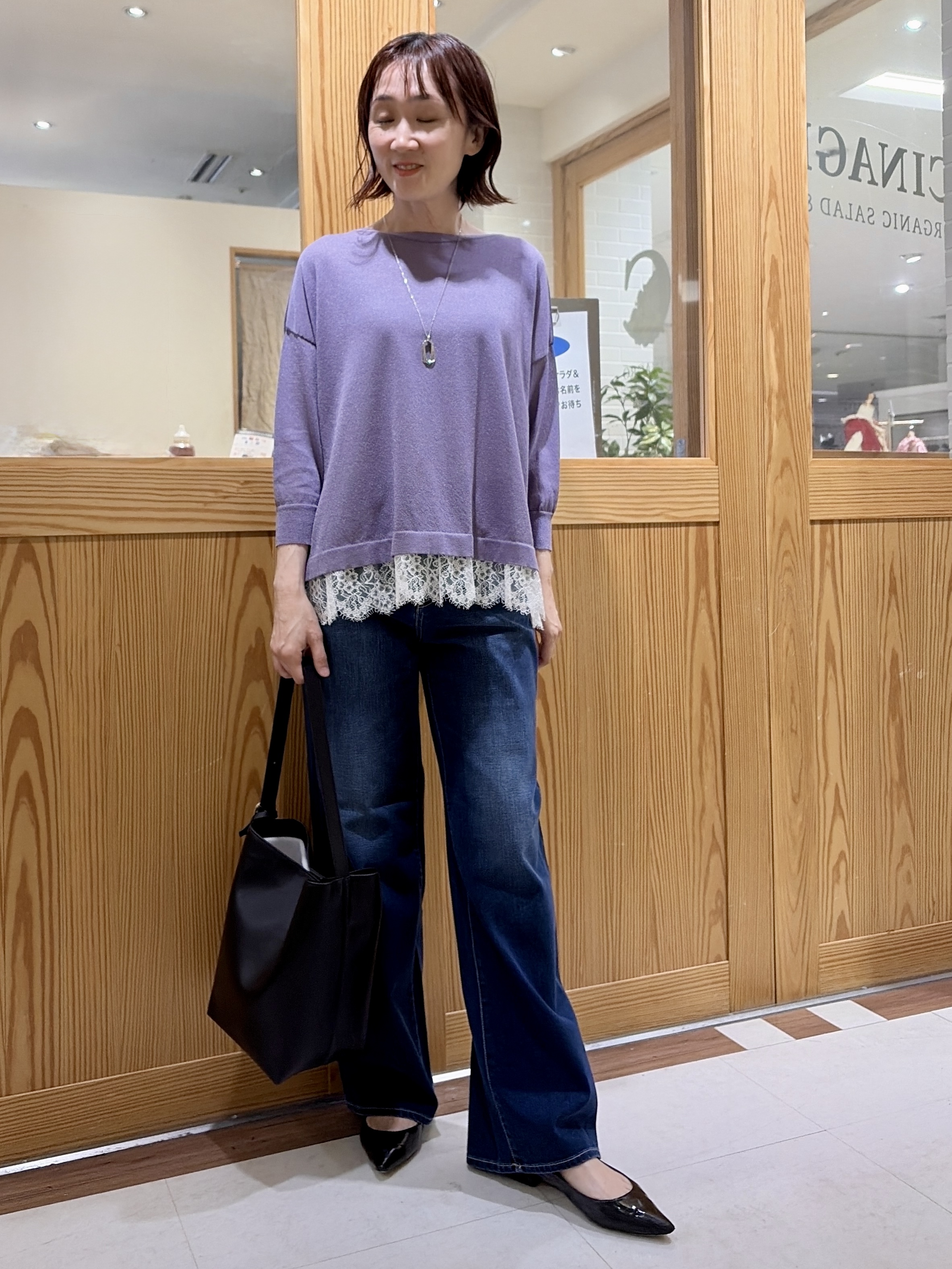 ゆうさんの「UNTITLED｜【一枚で着映え】レースドッキングニットプルオーバー」を使ったコーディネート