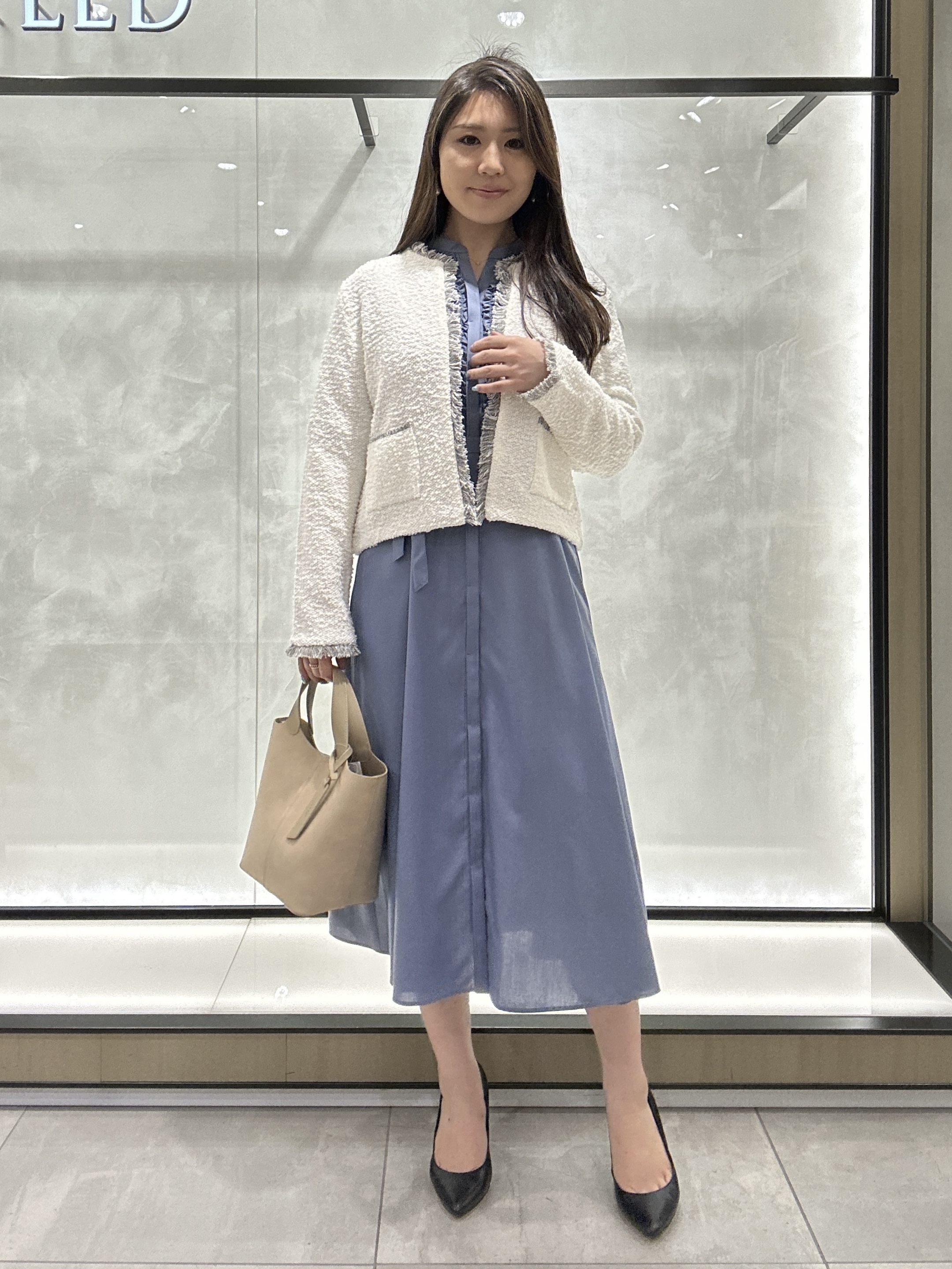 YURIさんの「UNTITLED｜【ジャケットライク/秋羽織り】ファンシーヤーンツイードニットカーディガン」を使ったコーディネート