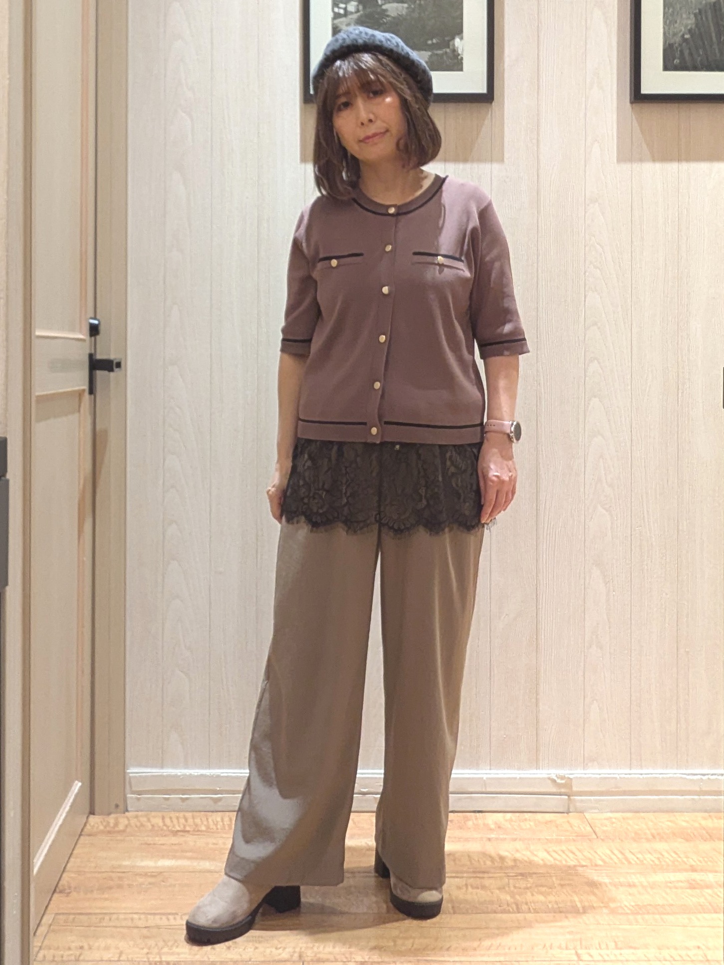 ゆーさんさんの「SHOO･LA･RUE｜【UV/S-LL/洗濯機可】毛玉になりにくい 配色5分袖カーディガン」を使ったコーディネート