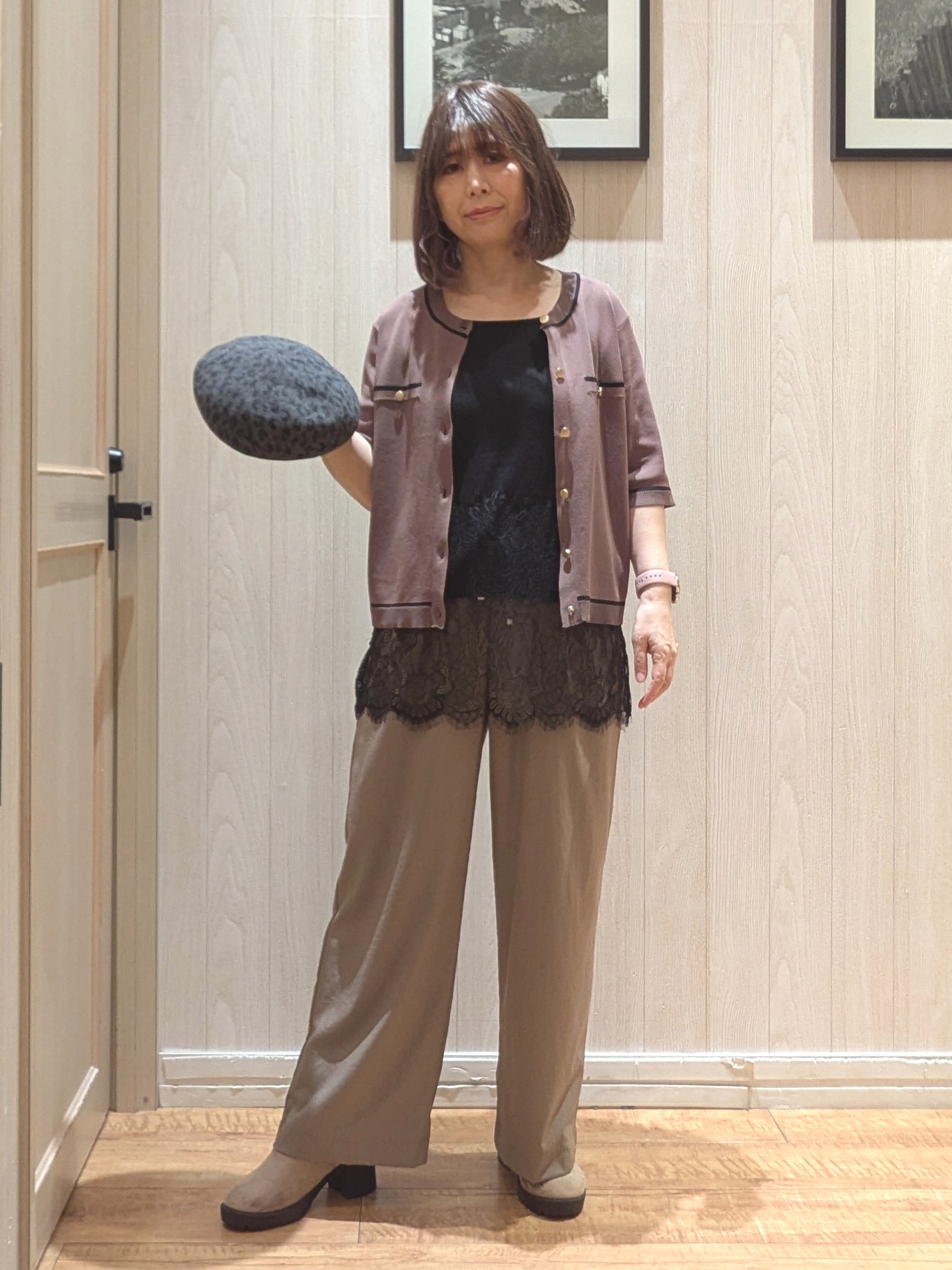 ゆーさんさんの「SHOO･LA･RUE｜【UV/S-LL/洗濯機可】毛玉になりにくい 配色5分袖カーディガン」を使ったコーディネート