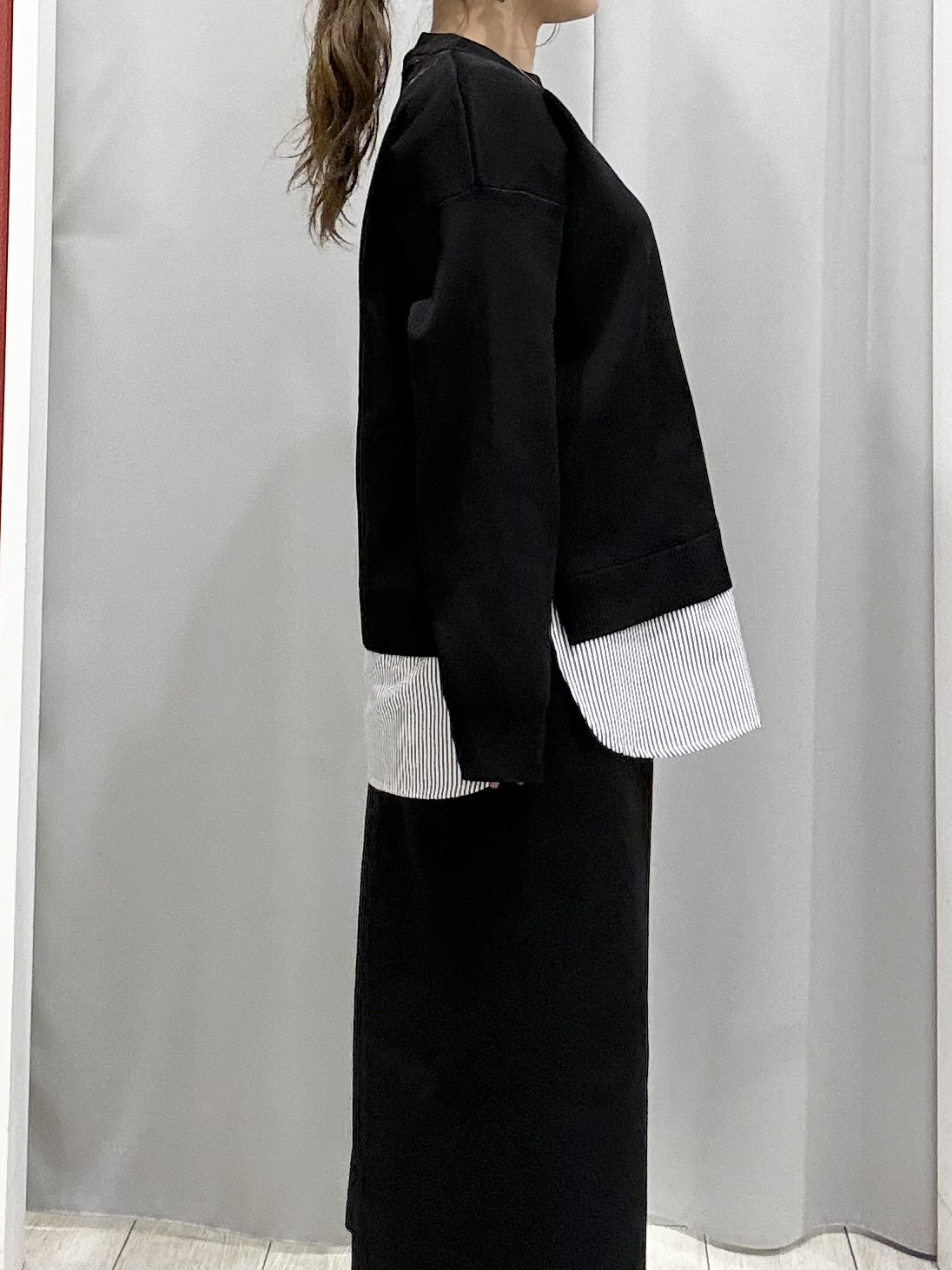 shioさんの「SHOO･LA･RUE｜【S-LL】着るだけできまる シャツレイヤード風 スポンディッシュニット」を使ったコーディネート