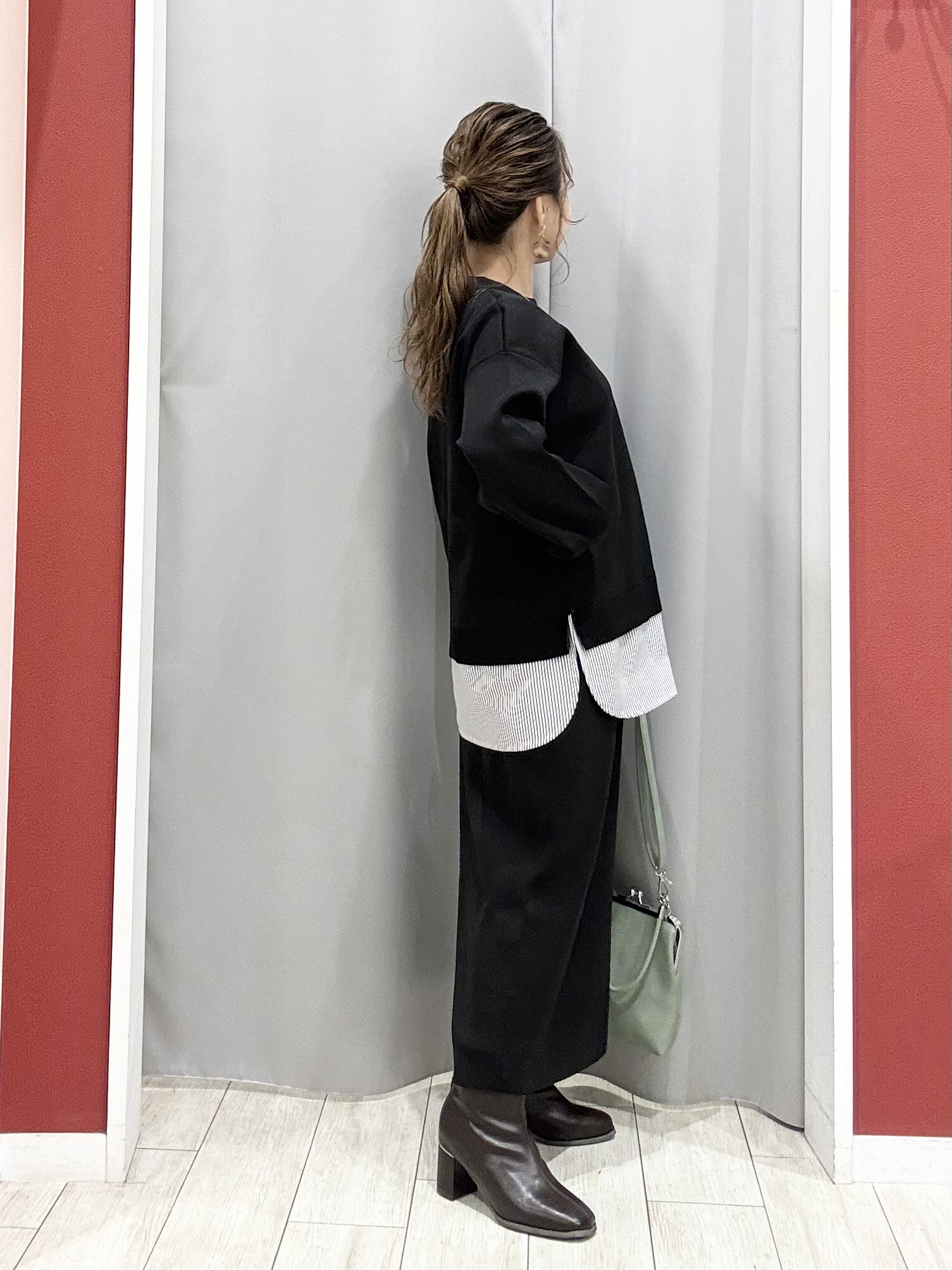 shioさんの「SHOO･LA･RUE｜【S-LL】着るだけできまる シャツレイヤード風 スポンディッシュニット」を使ったコーディネート