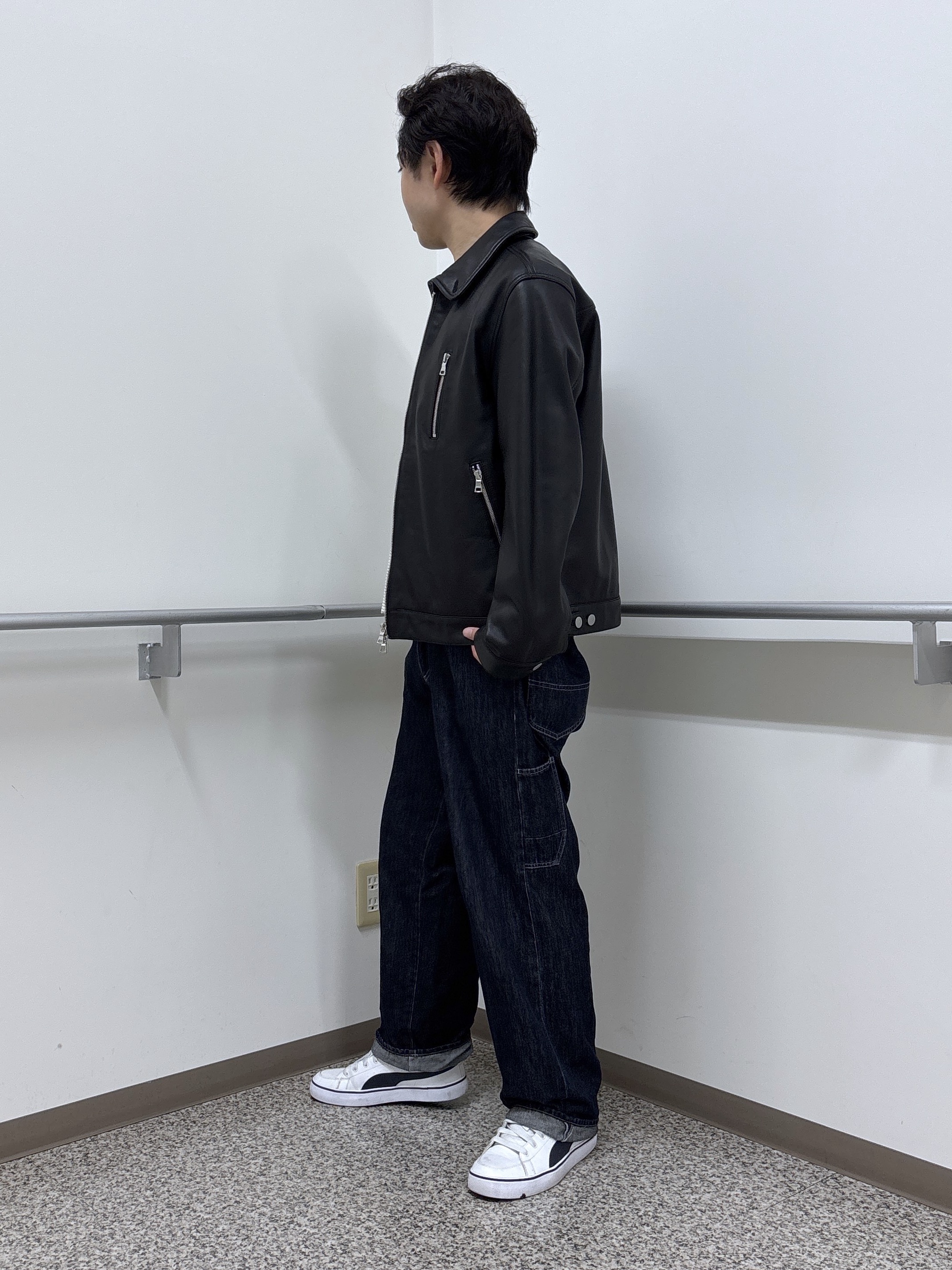 KEIさんの「TAKEO KIKUCHI｜【BOWLER HAT LABEL】シングルレザーライダースジャケット」を使ったコーディネート