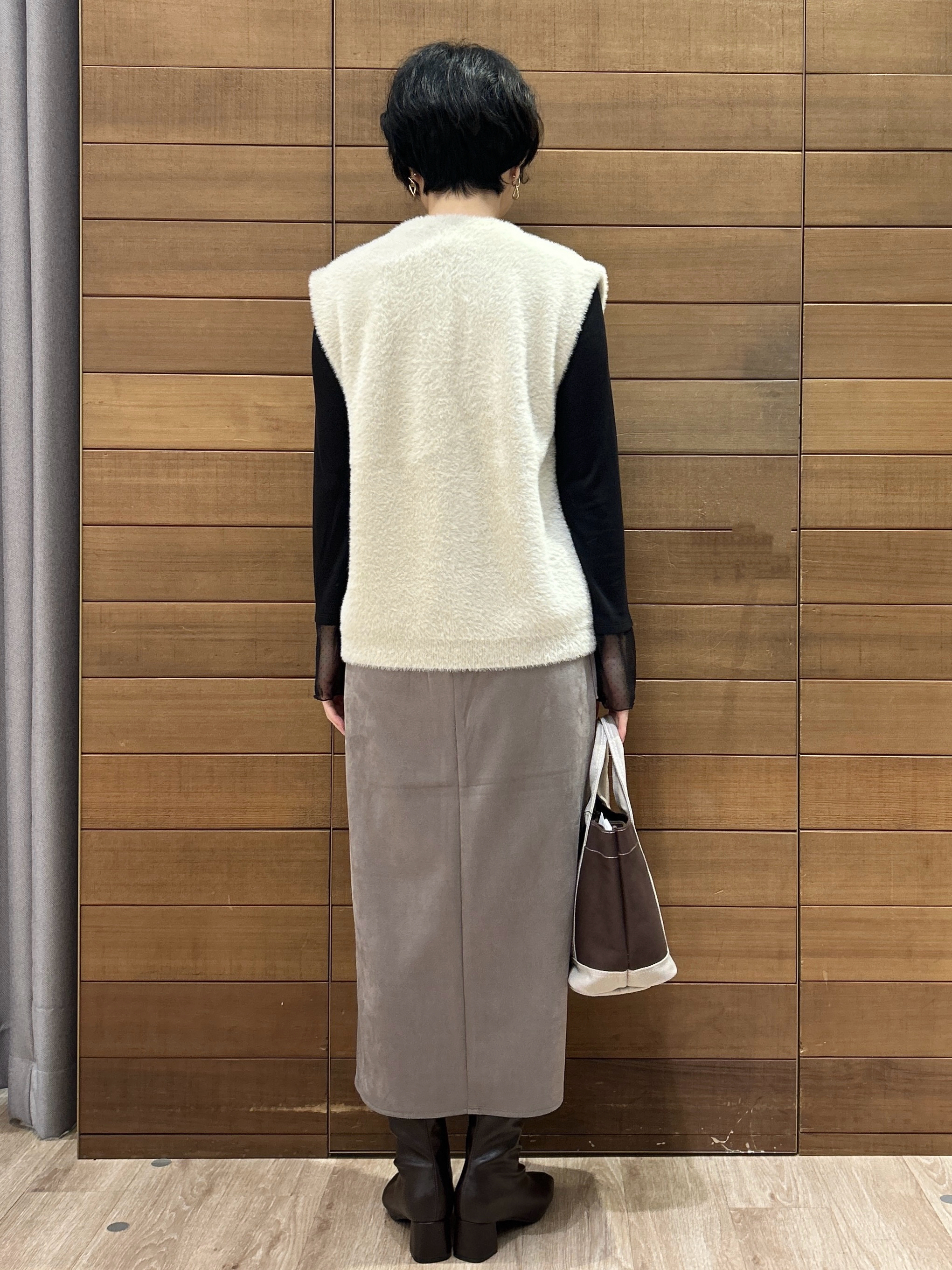 ゆうあさんの「OPAQUE.CLIP｜フェザーヤーンニットベスト【洗濯機OK】」を使ったコーディネート