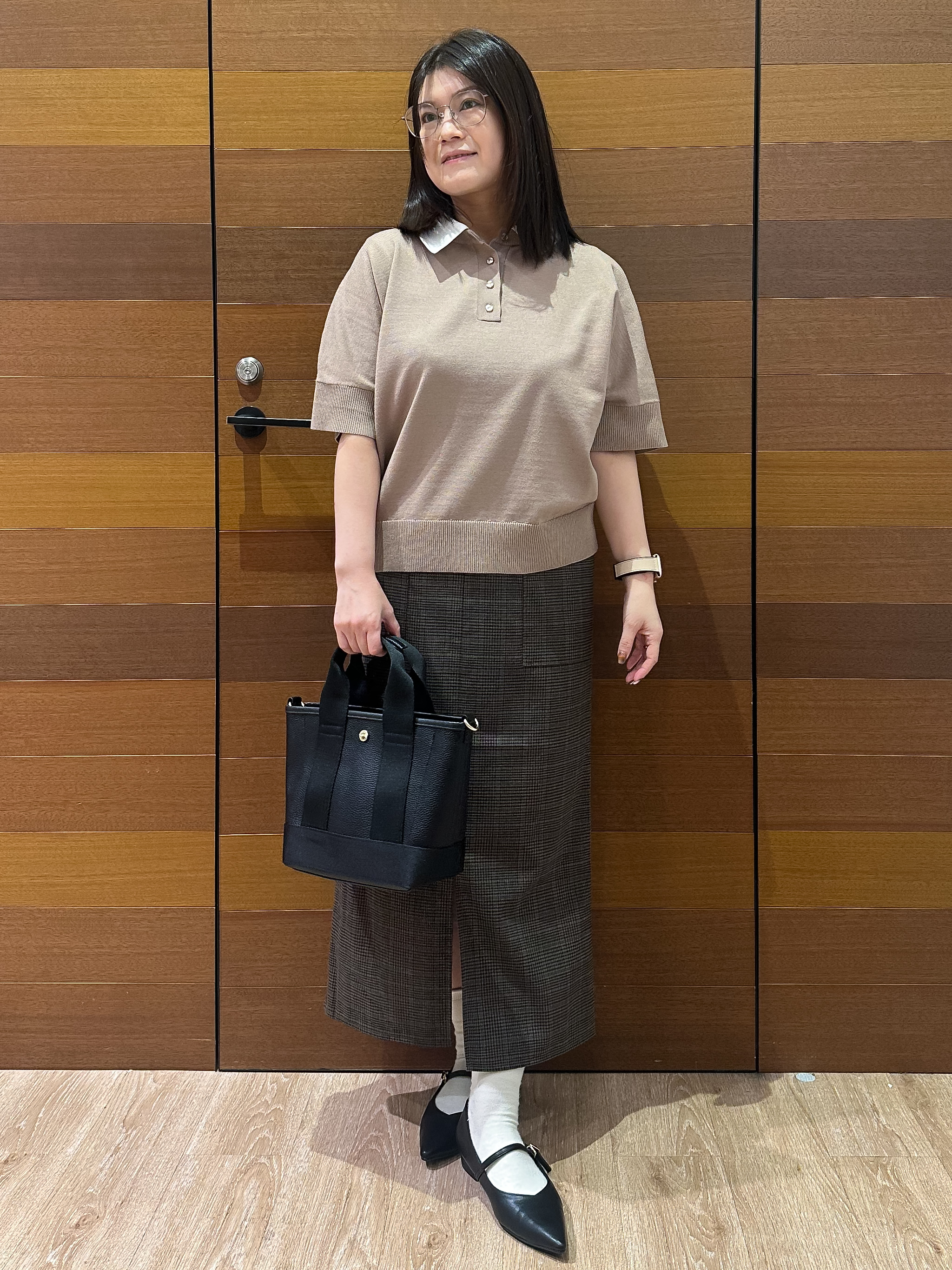 Minさんの「OPAQUE.CLIP｜【森絵梨佳さん着用】2WAY衿ドッキングニット《洗濯機OK》」を使ったコーディネート