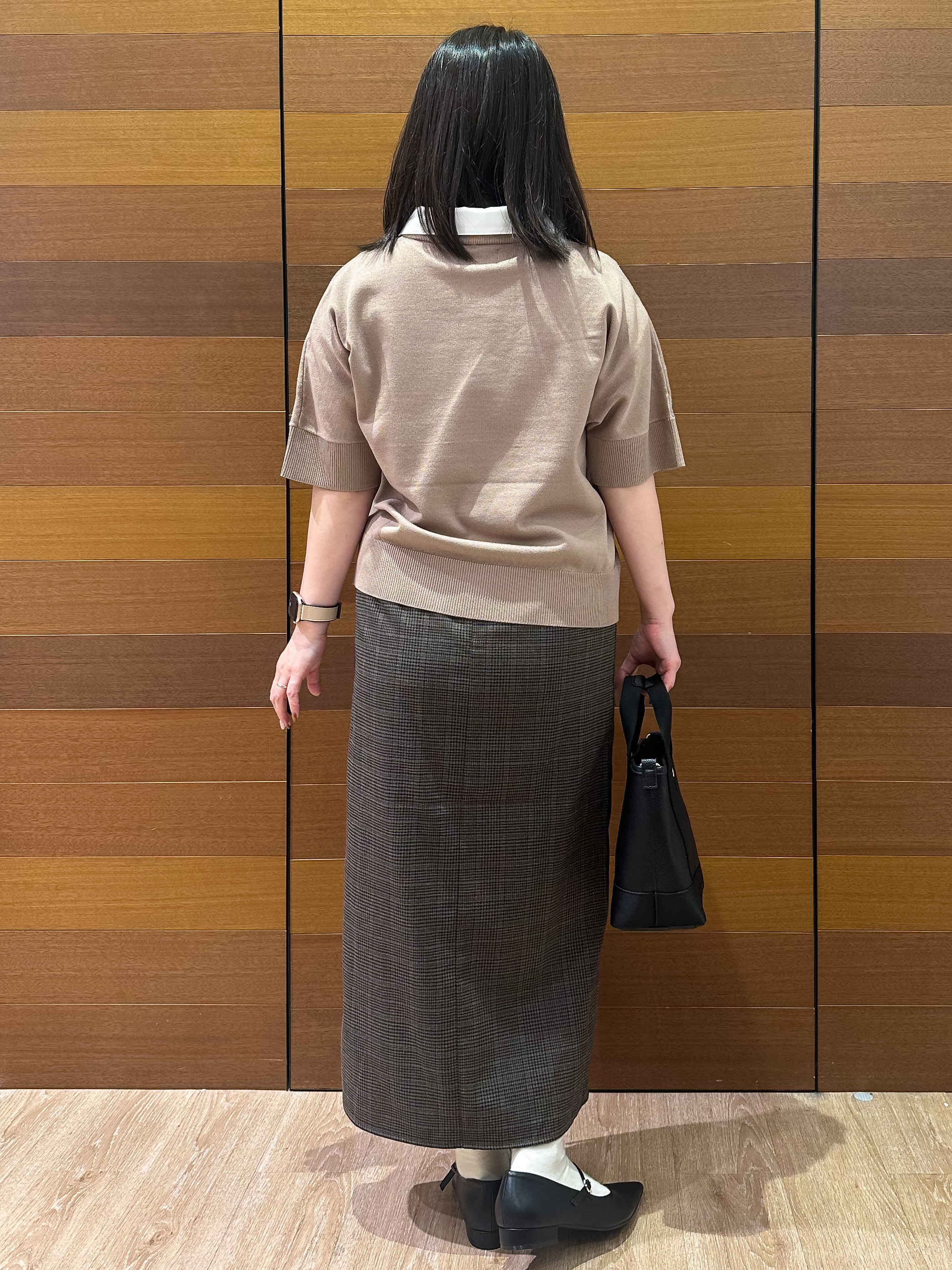 Minさんの「OPAQUE.CLIP｜【森絵梨佳さん着用】2WAY衿ドッキングニット《洗濯機OK》」を使ったコーディネート