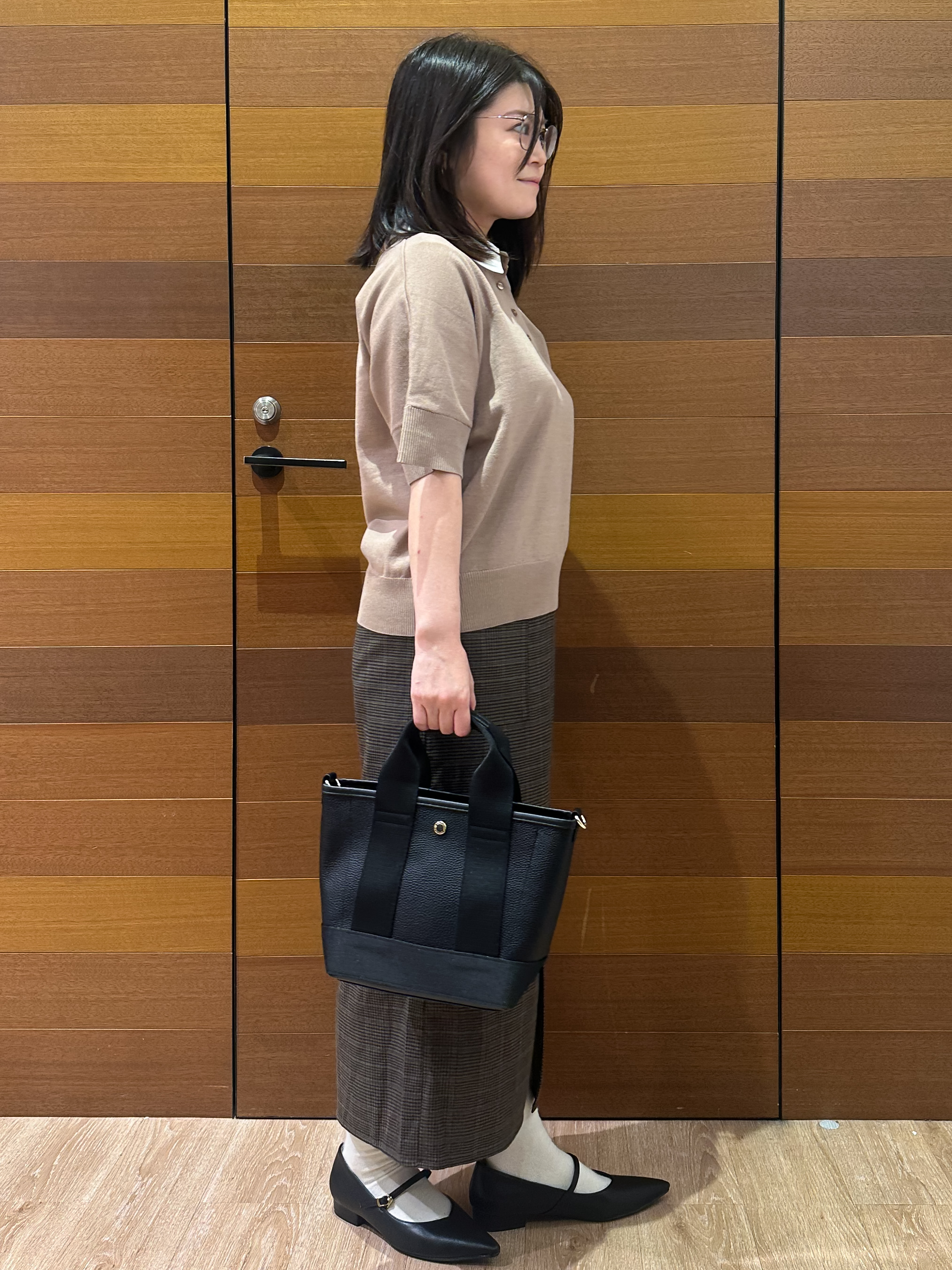 Minさんの「OPAQUE.CLIP｜【森絵梨佳さん着用】2WAY衿ドッキングニット《洗濯機OK》」を使ったコーディネート