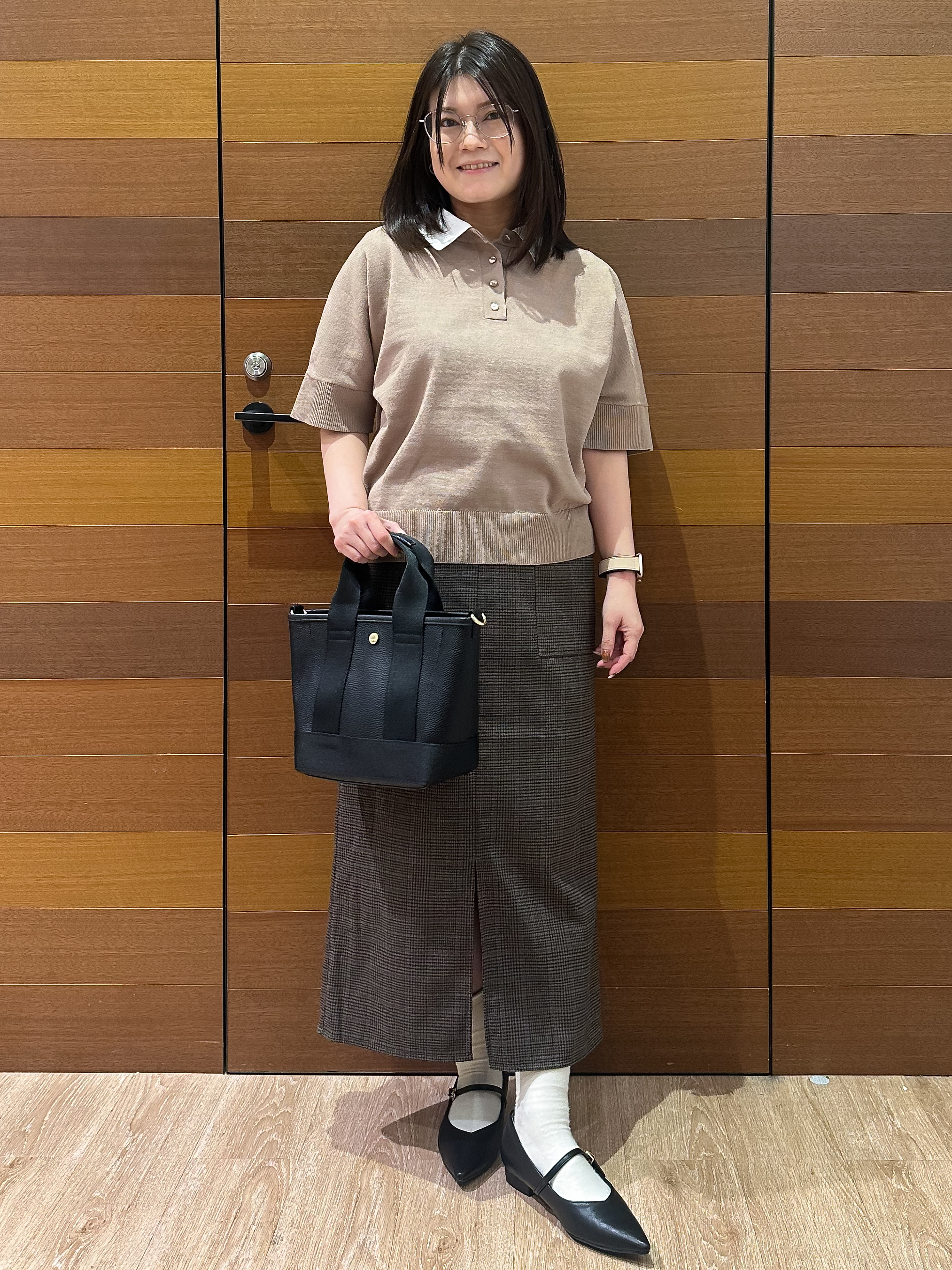 Minさんの「OPAQUE.CLIP｜【森絵梨佳さん着用】2WAY衿ドッキングニット《洗濯機OK》」を使ったコーディネート