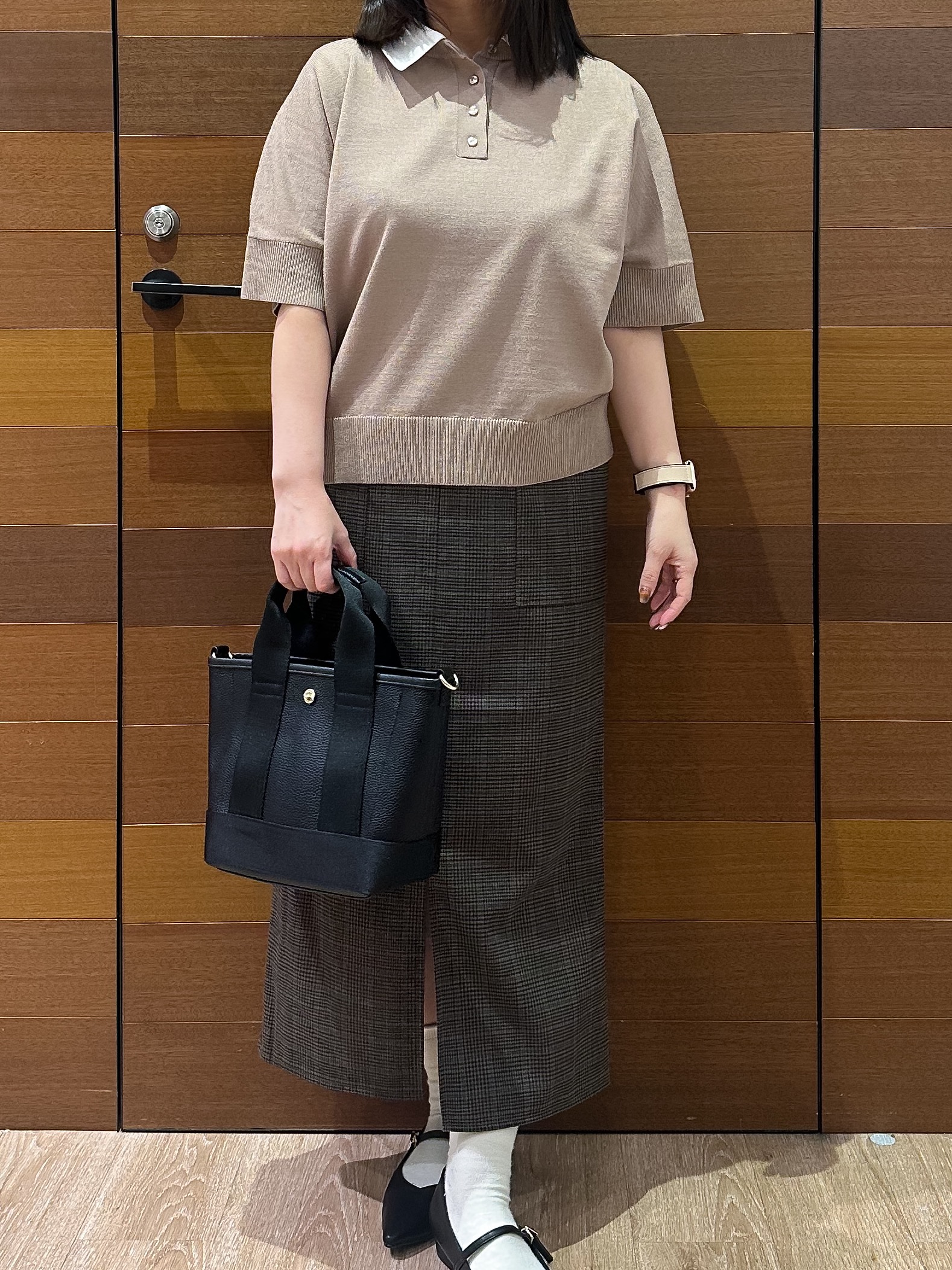 Minさんの「OPAQUE.CLIP｜【森絵梨佳さん着用】2WAY衿ドッキングニット《洗濯機OK》」を使ったコーディネート