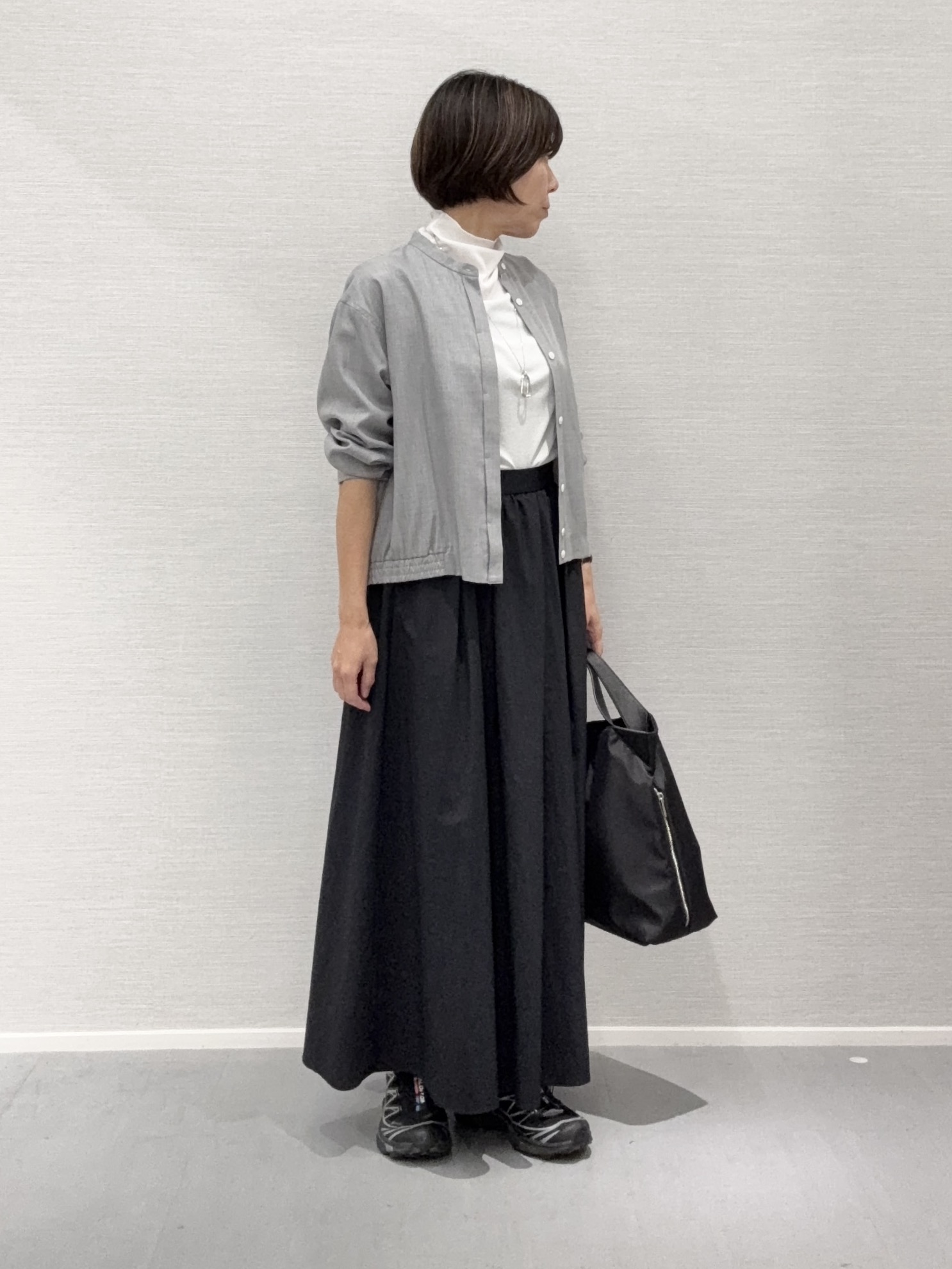 Yukoさんの「UNTITLED｜【セットアップ可/秋羽織り】メランジツイルシャツ」を使ったコーディネート