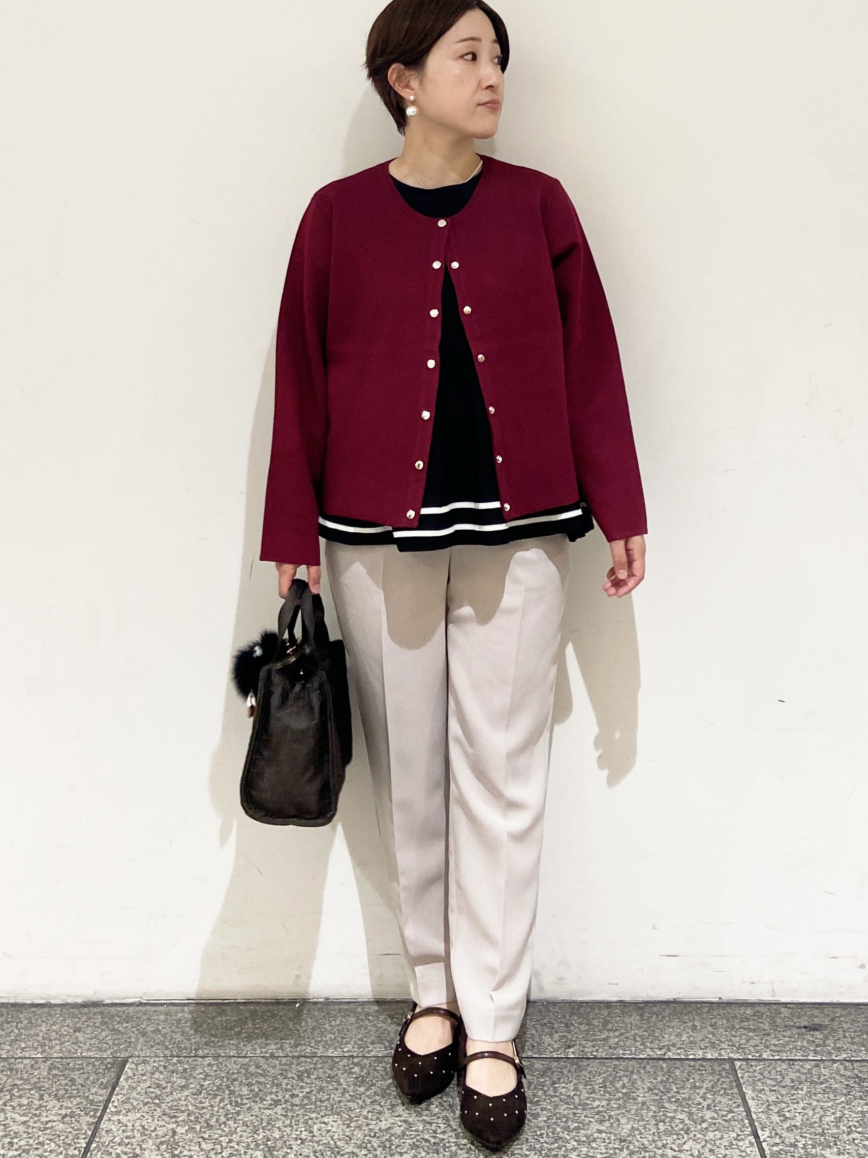 MIHOさんの「OPAQUE.CLIP｜【UVケア／遮熱性】スナップボタンニットカーディガン《5col／洗濯機OK》」を使ったコーディネート