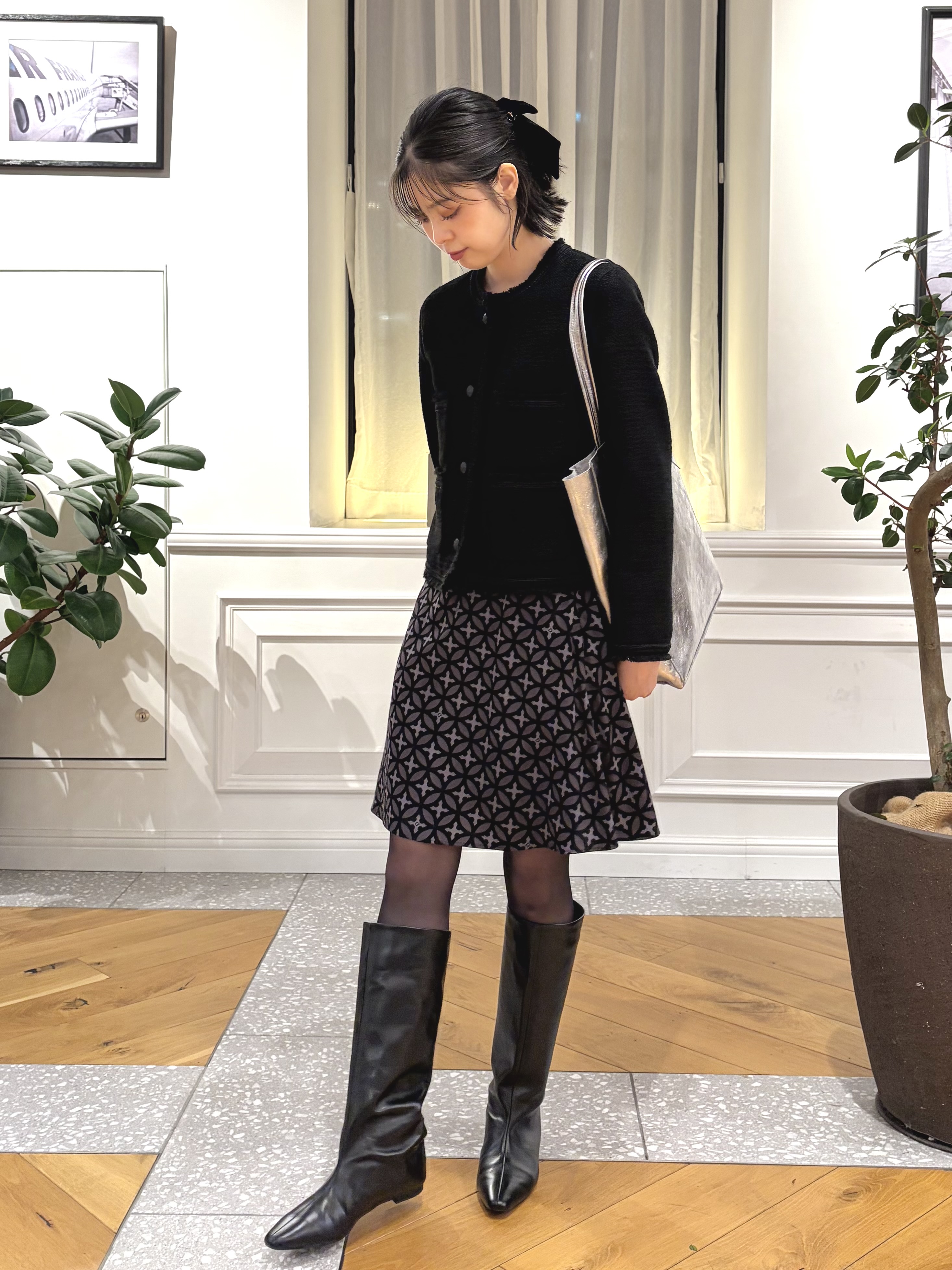 pupiさんの「DRESSTERIOR｜【セットアップ可】イタリアンツイード ノーカラージャケット」を使ったコーディネート