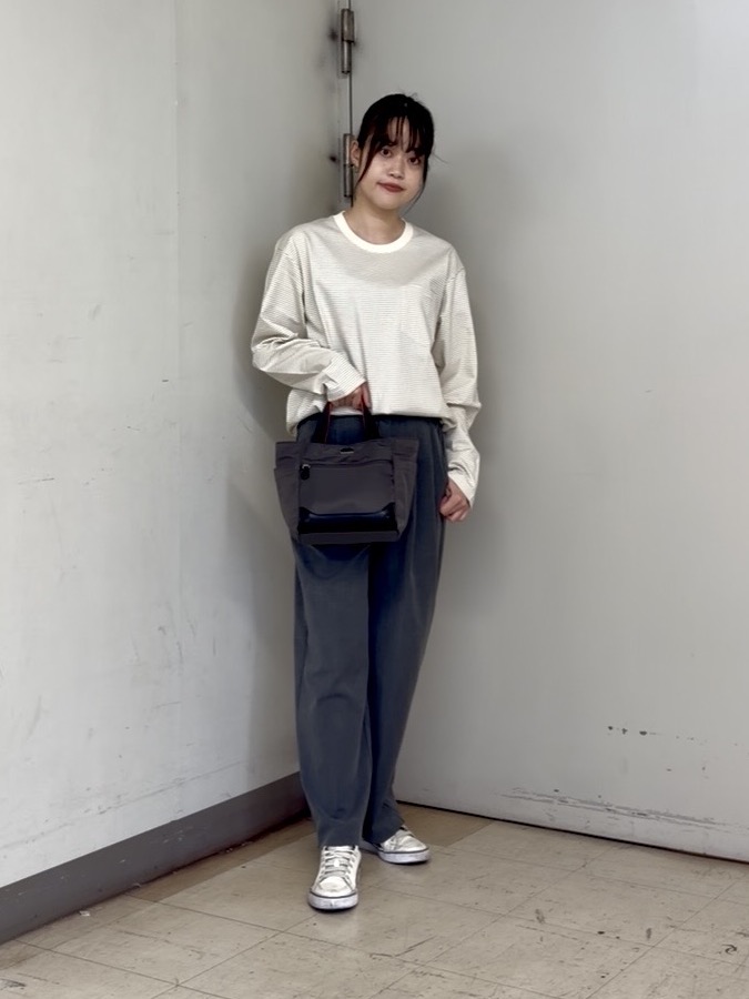 かわぴーさんの「TAKEO KIKUCHI｜シルケット ボーダー 長袖 Tシャツ」を使ったコーディネート
