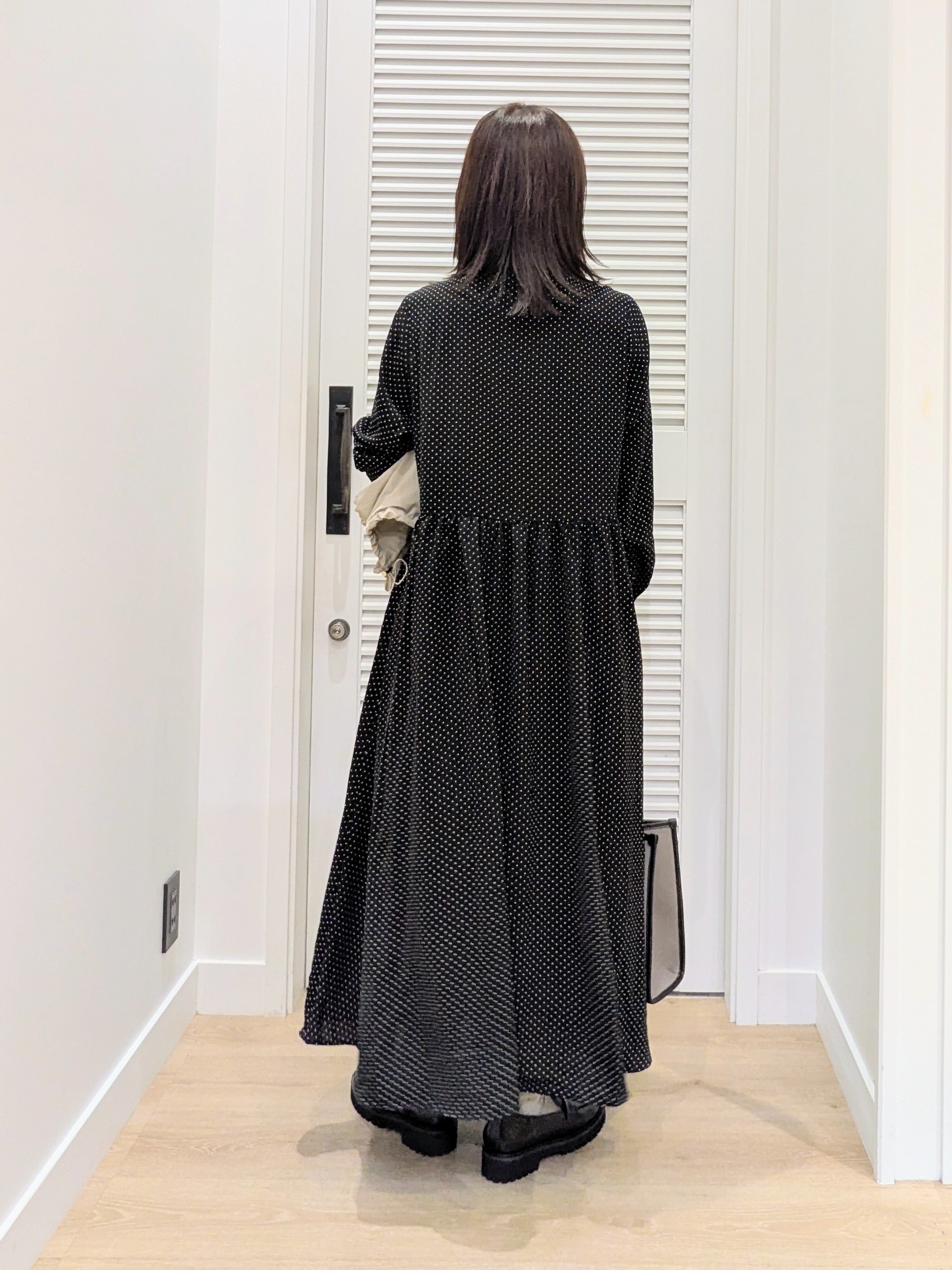 enさんの「Dessin｜【手洗い可】ドットプリントワンピース」を使ったコーディネート