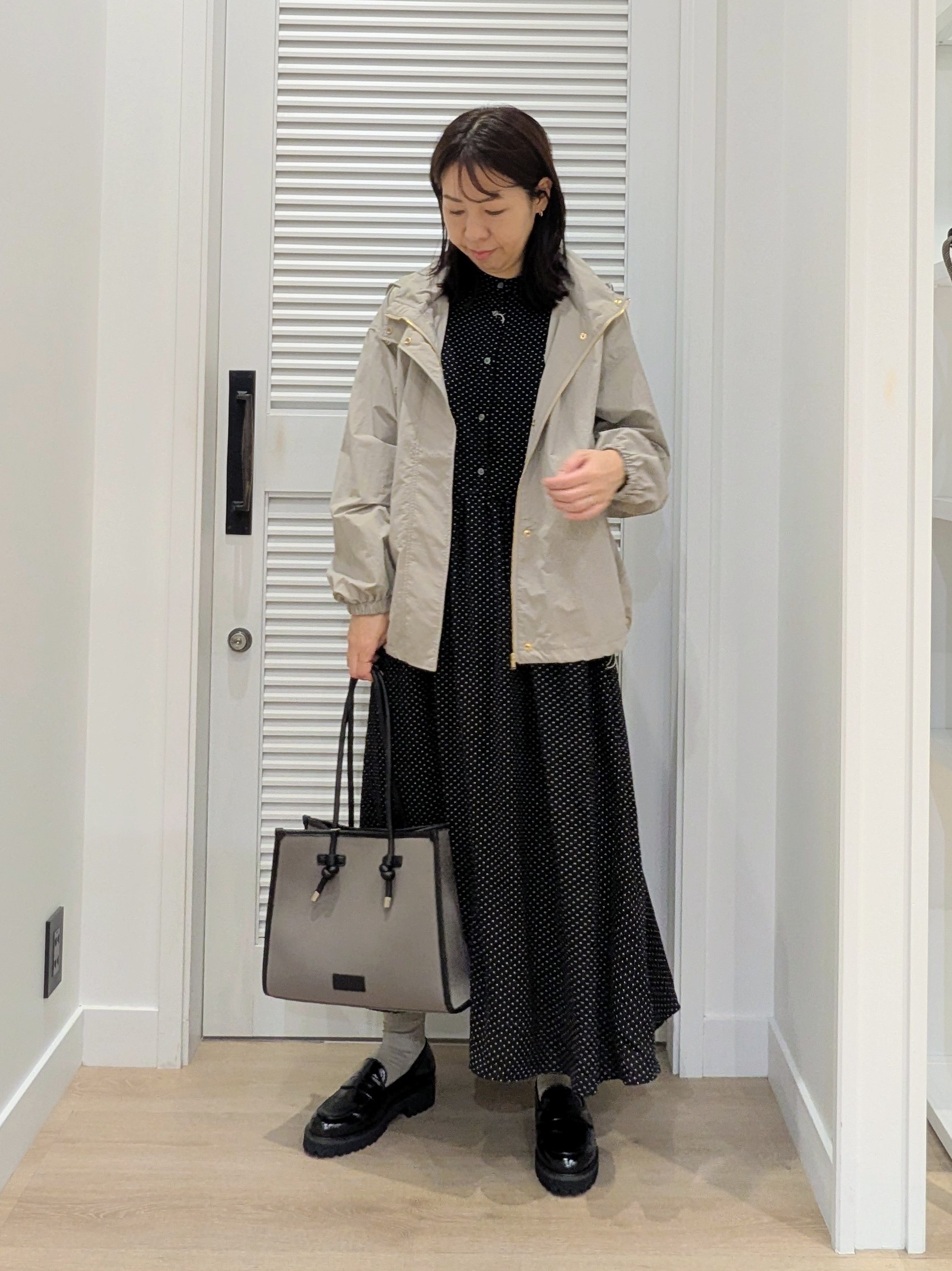enさんの「Dessin｜【手洗い可】ドットプリントワンピース」を使ったコーディネート