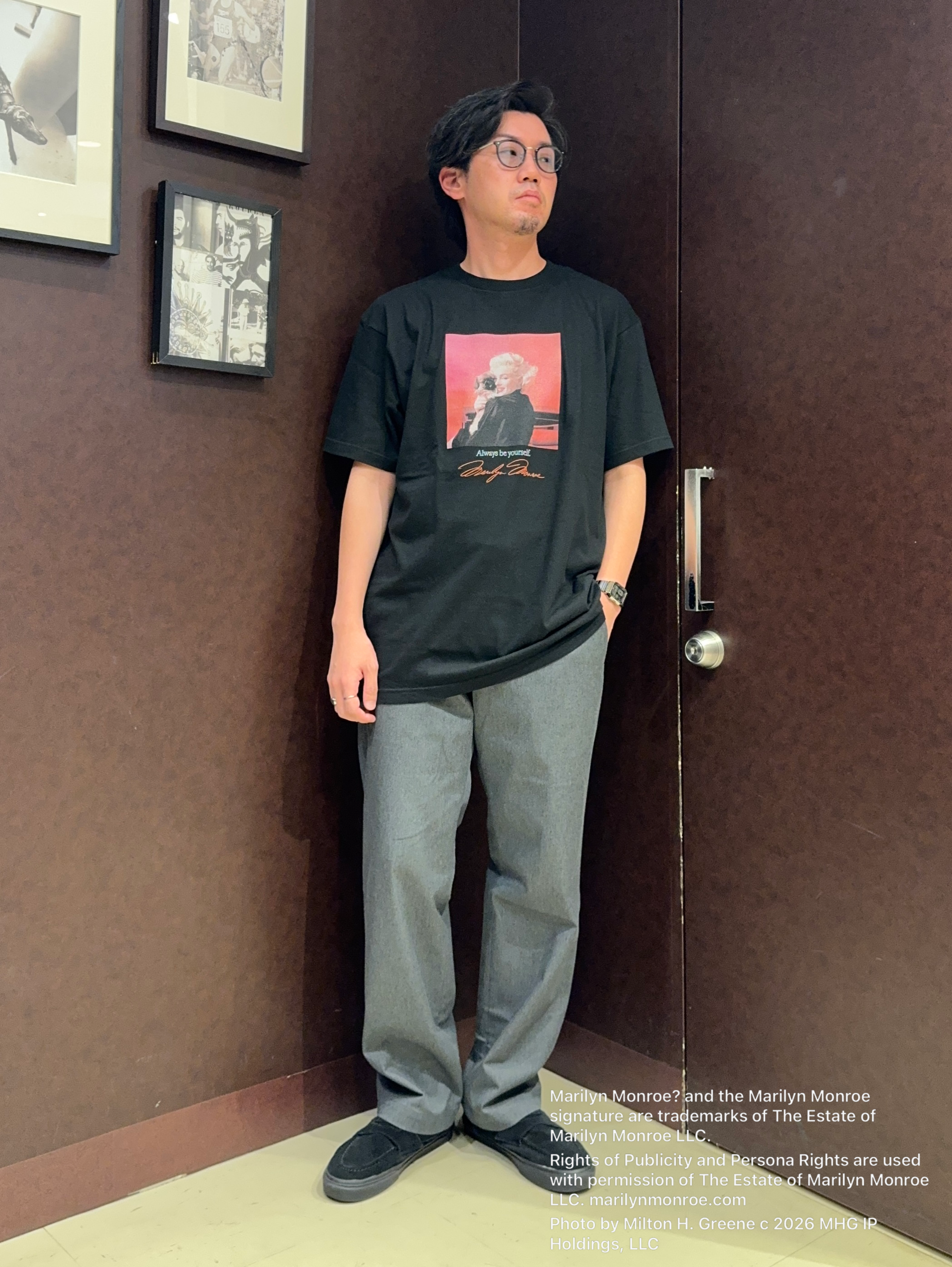 shuheiさんの「TAKEO KIKUCHI｜【別注】マリリン・モンロー/フォトTシャツ」を使ったコーディネート