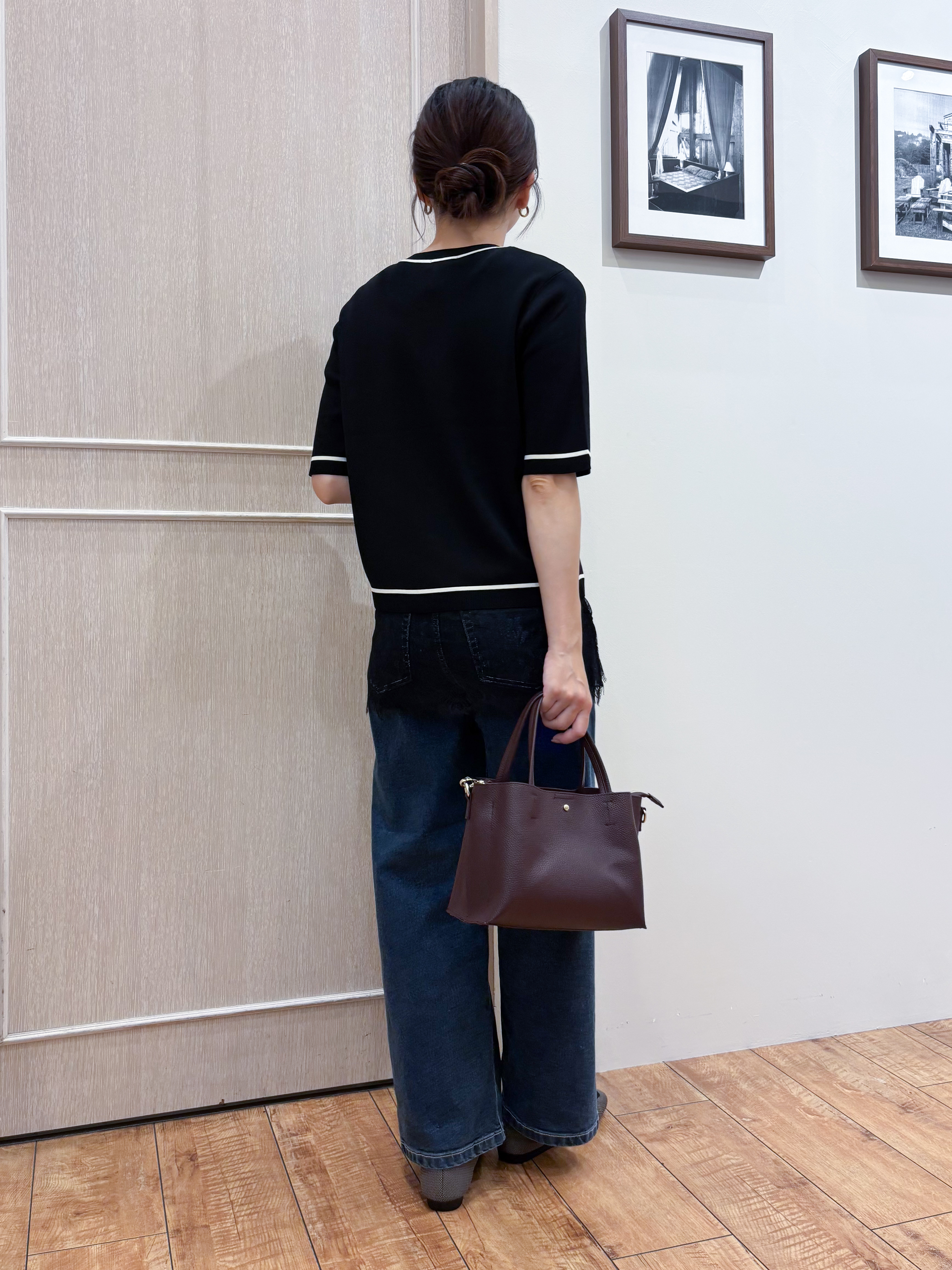 なみさんの「SHOO･LA･RUE｜【UV/S-LL/洗濯機可】毛玉になりにくい 配色5分袖カーディガン」を使ったコーディネート