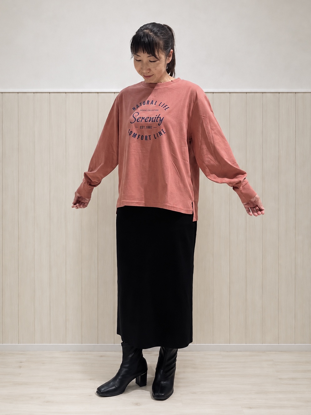 まつみさんの「SHOO･LA･RUE｜【セットアップ可/洗濯機可】軽やかに羽織れる スポンディッシュ ニットカーディガン」を使ったコーディネート