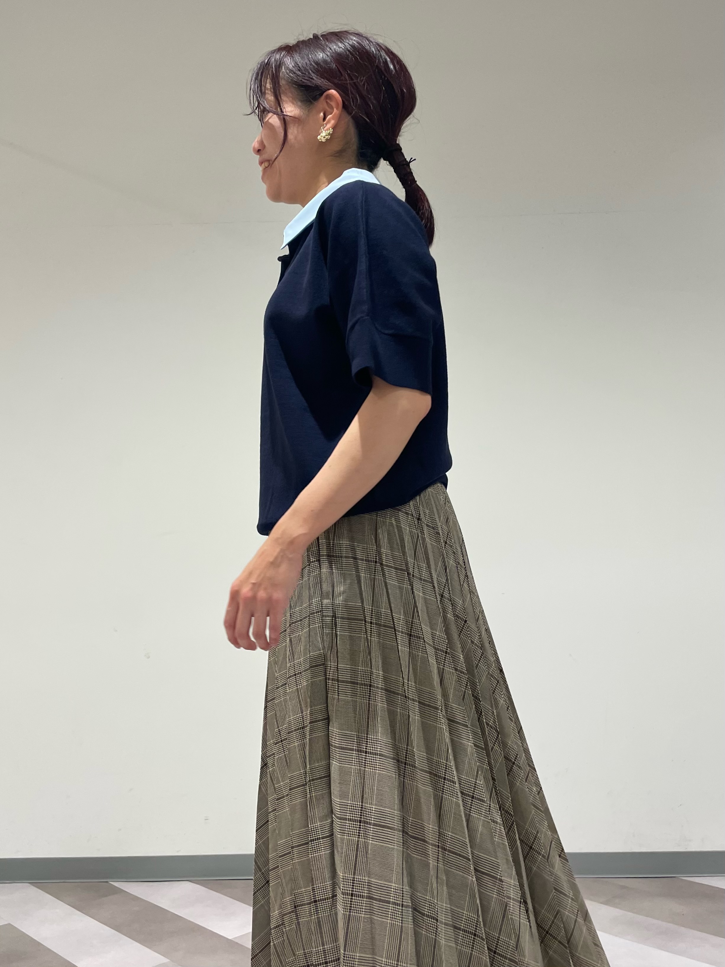 ともも。さんの「OPAQUE.CLIP｜【森絵梨佳さん着用】2WAY衿ドッキングニット《洗濯機OK》」を使ったコーディネート