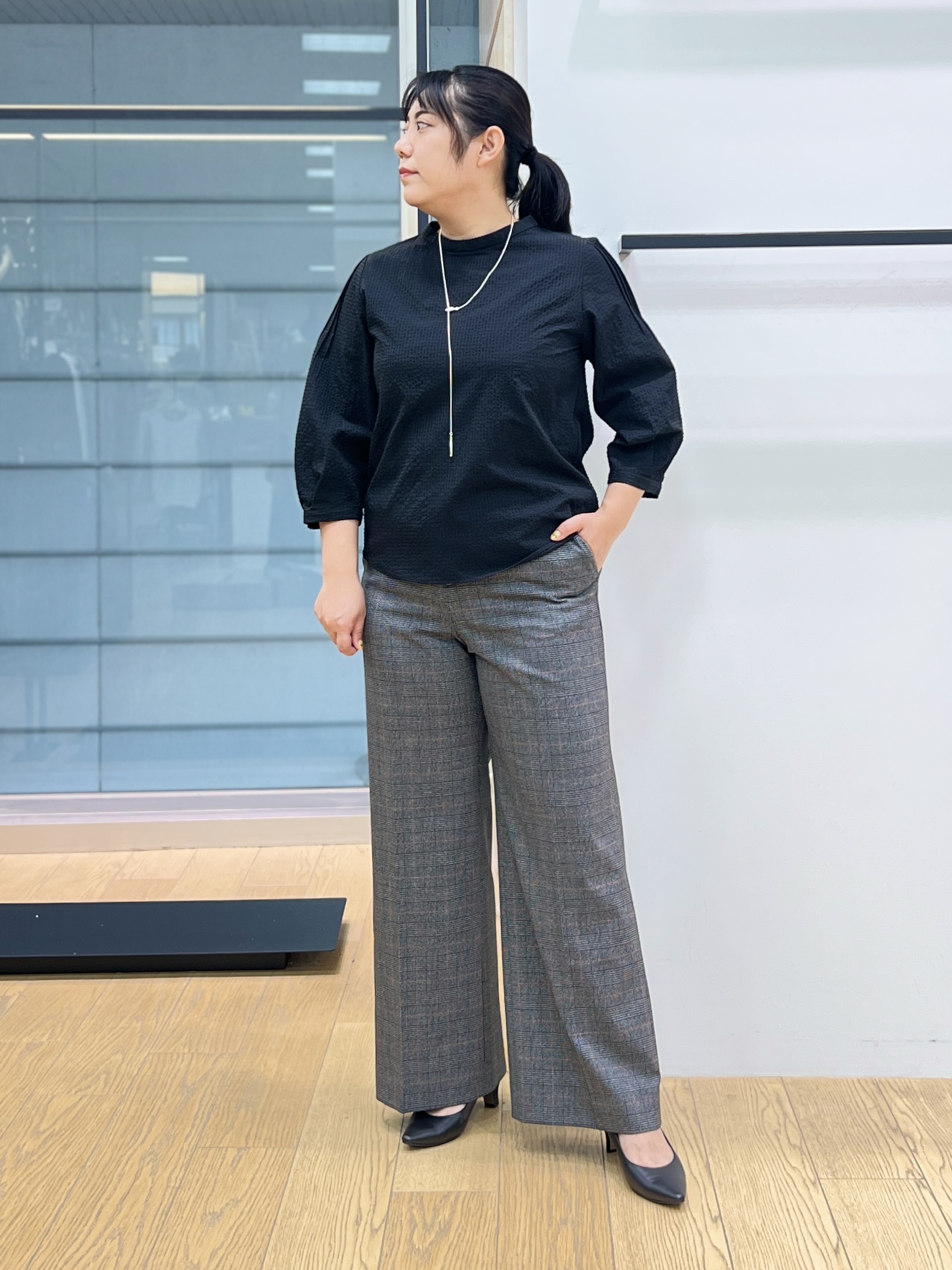 shimaさんの「INDIVI｜【洗濯機OK／ストレッチ◎】秋はじめのダブルジャケット」を使ったコーディネート