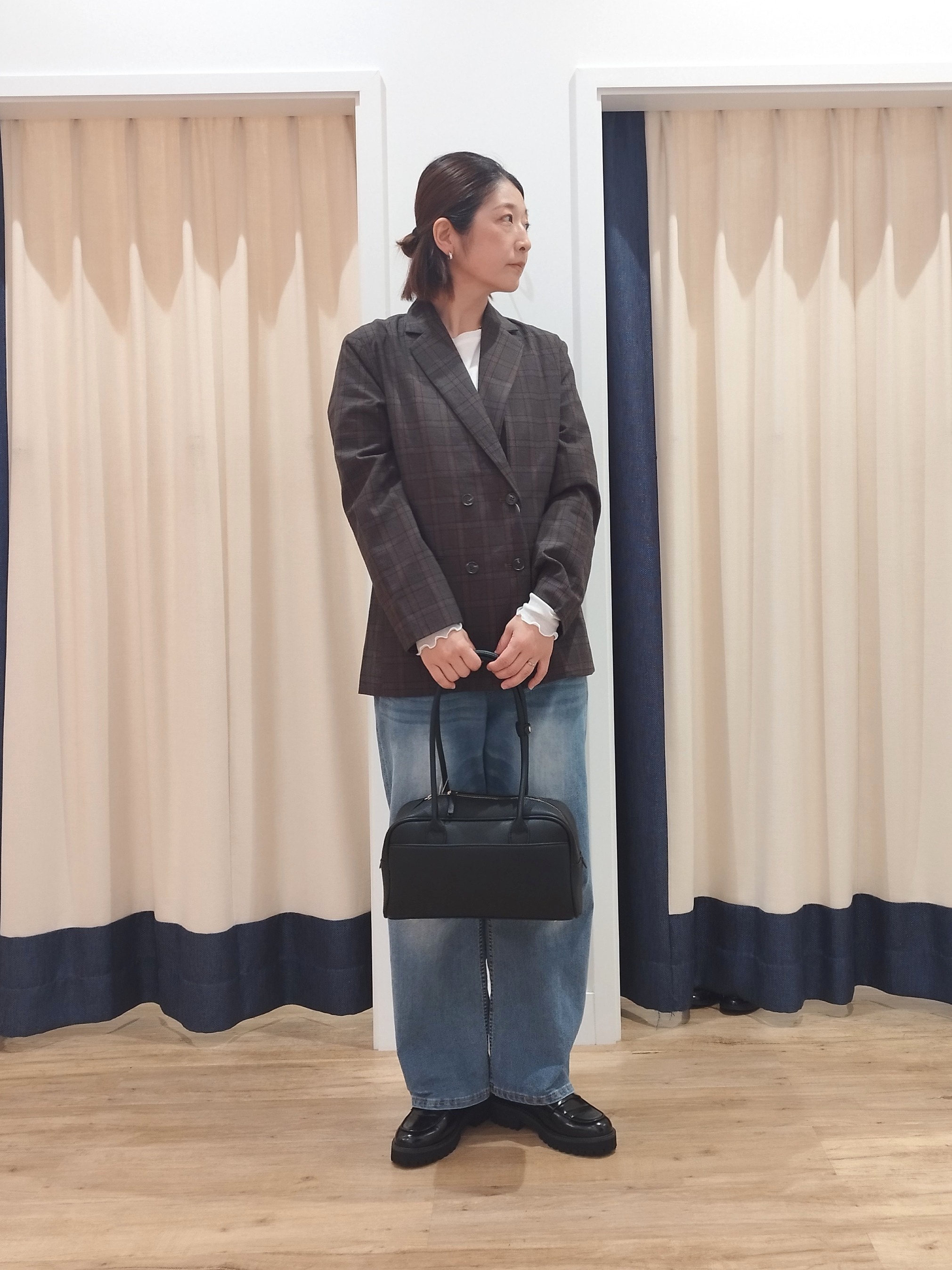 HIROさんの「Dessin｜【セットアップ可/洗える】先染チェックダブルジャケット」を使ったコーディネート