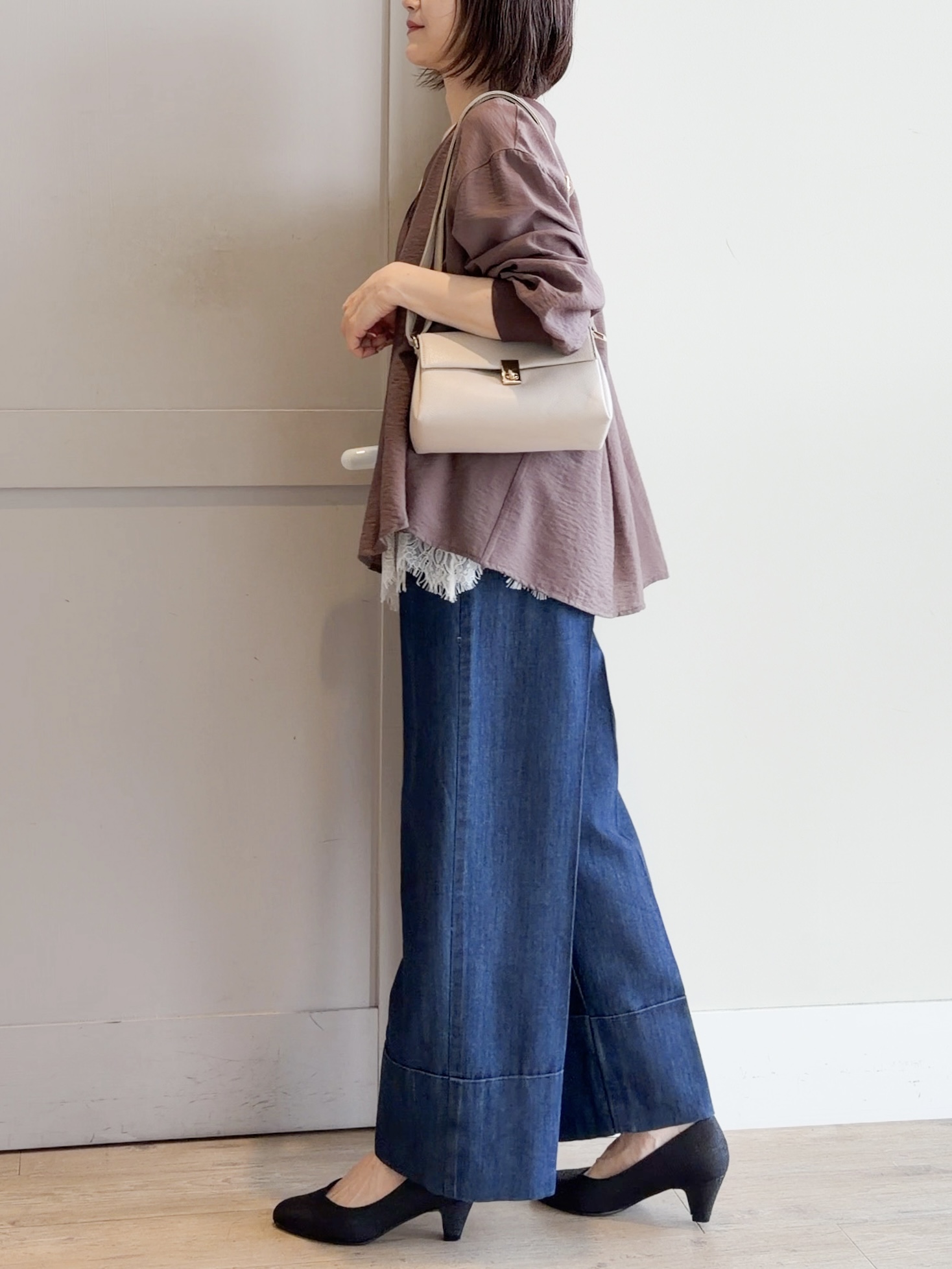 yamakoさんの「grove｜シアーシャツカーディガン」を使ったコーディネート