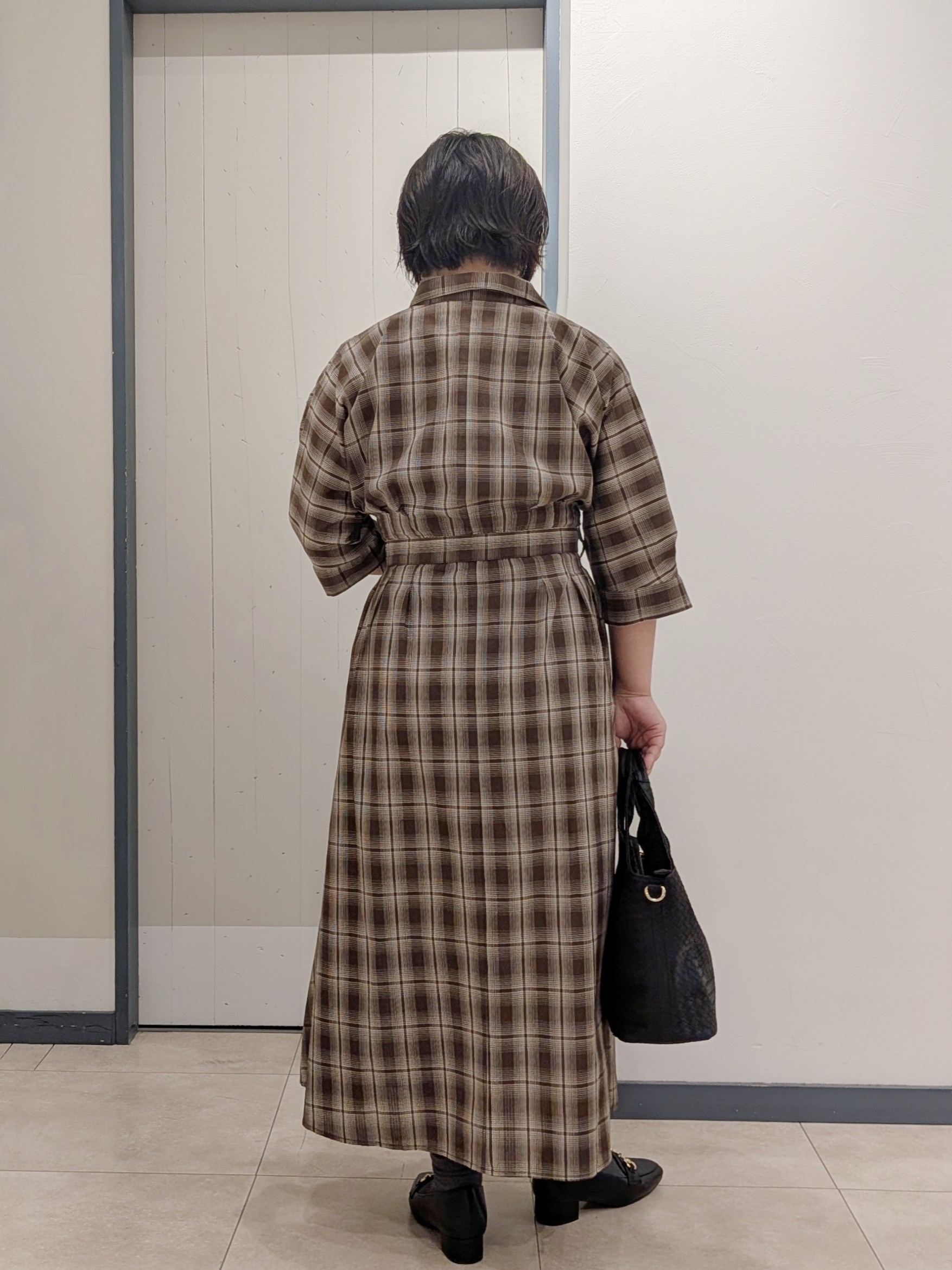 yukikaさんの「grove｜チェック柄ベルト付シャツワンピース」を使ったコーディネート