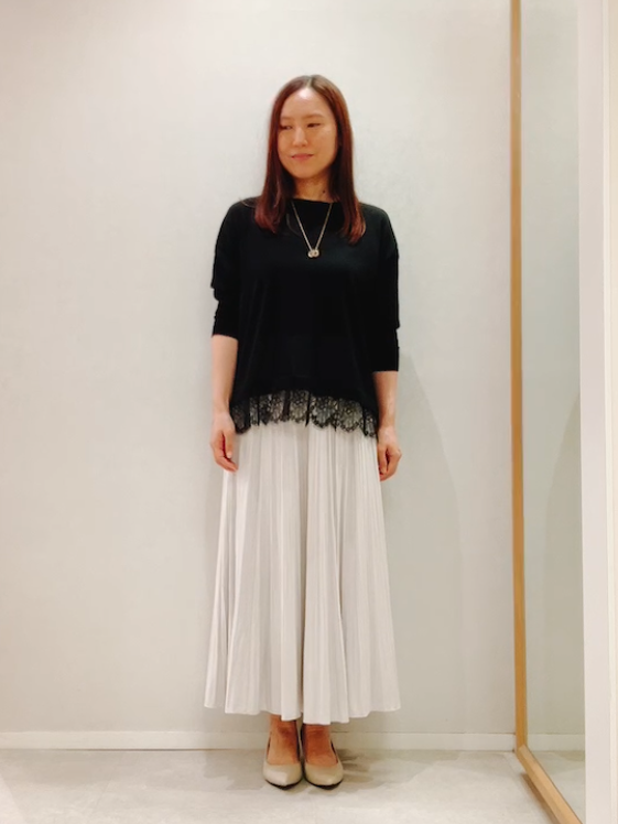 yukiさんの「UNTITLED｜【一枚で着映え】レースドッキングニットプルオーバー」を使ったコーディネート