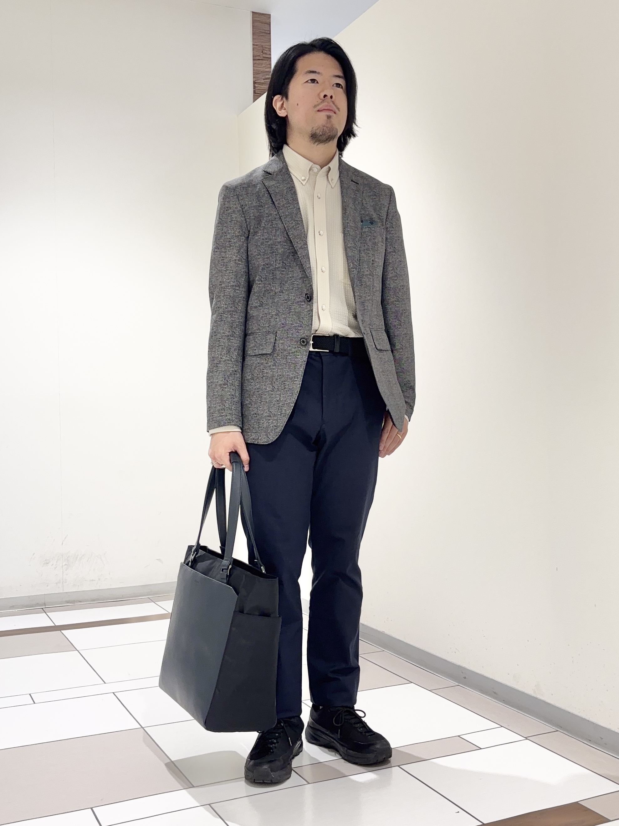 及川さんの「TAKEO KIKUCHI｜【抗菌防臭】COOL DOTS（R）ドビープリント ジャケット」を使ったコーディネート