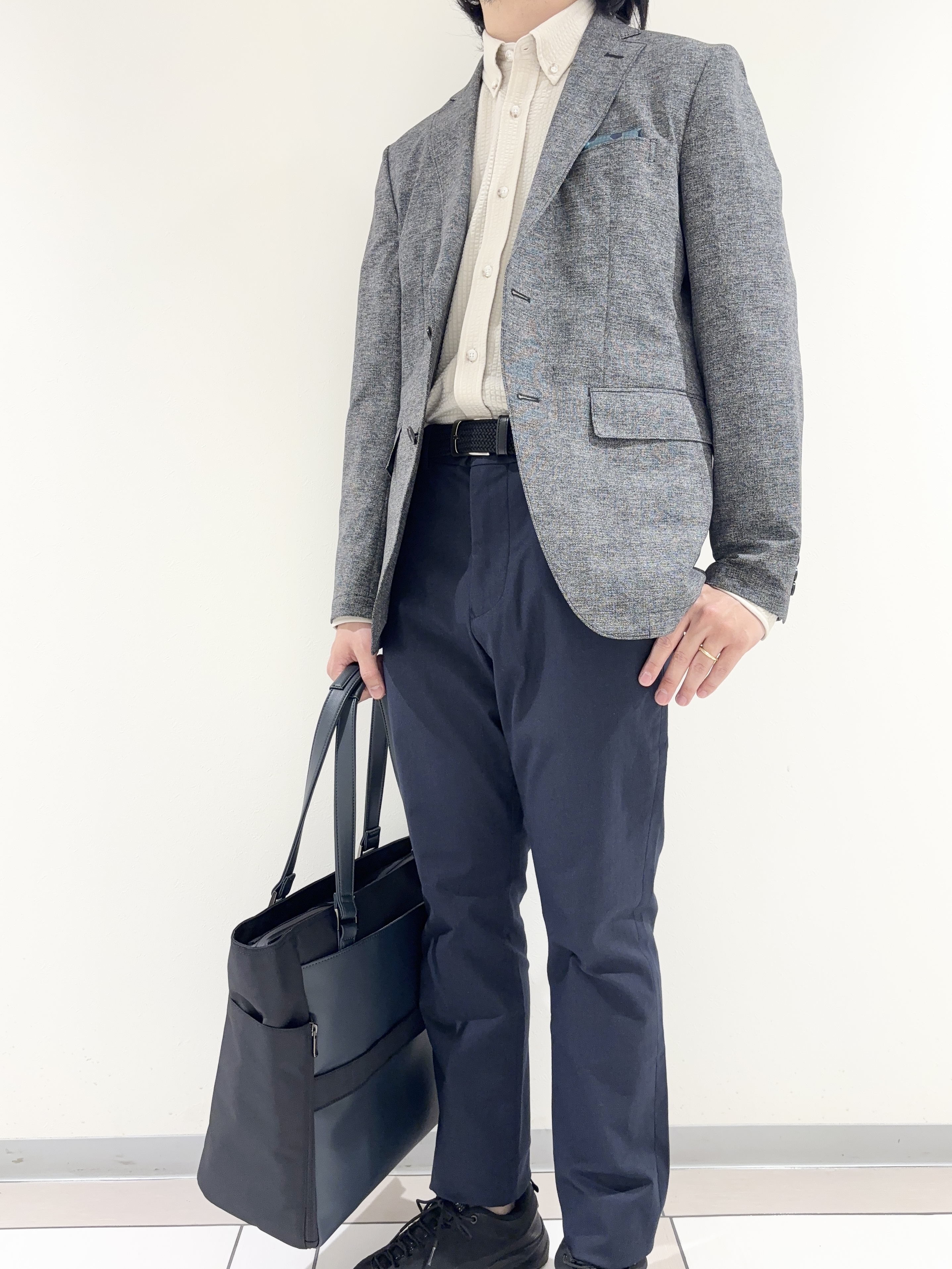 及川さんの「TAKEO KIKUCHI｜【抗菌防臭】COOL DOTS（R）ドビープリント ジャケット」を使ったコーディネート