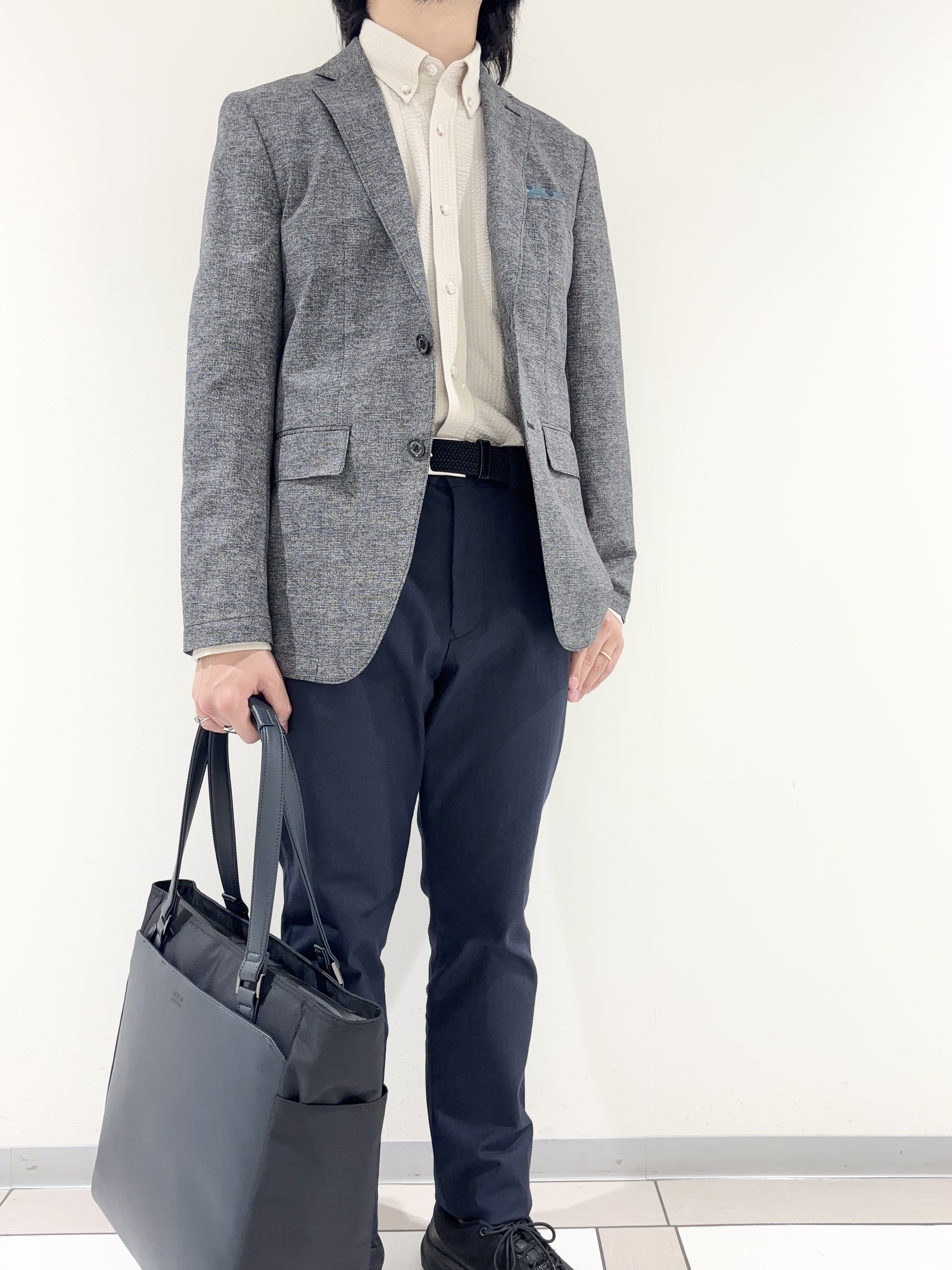 及川さんの「TAKEO KIKUCHI｜【抗菌防臭】COOL DOTS（R）ドビープリント ジャケット」を使ったコーディネート