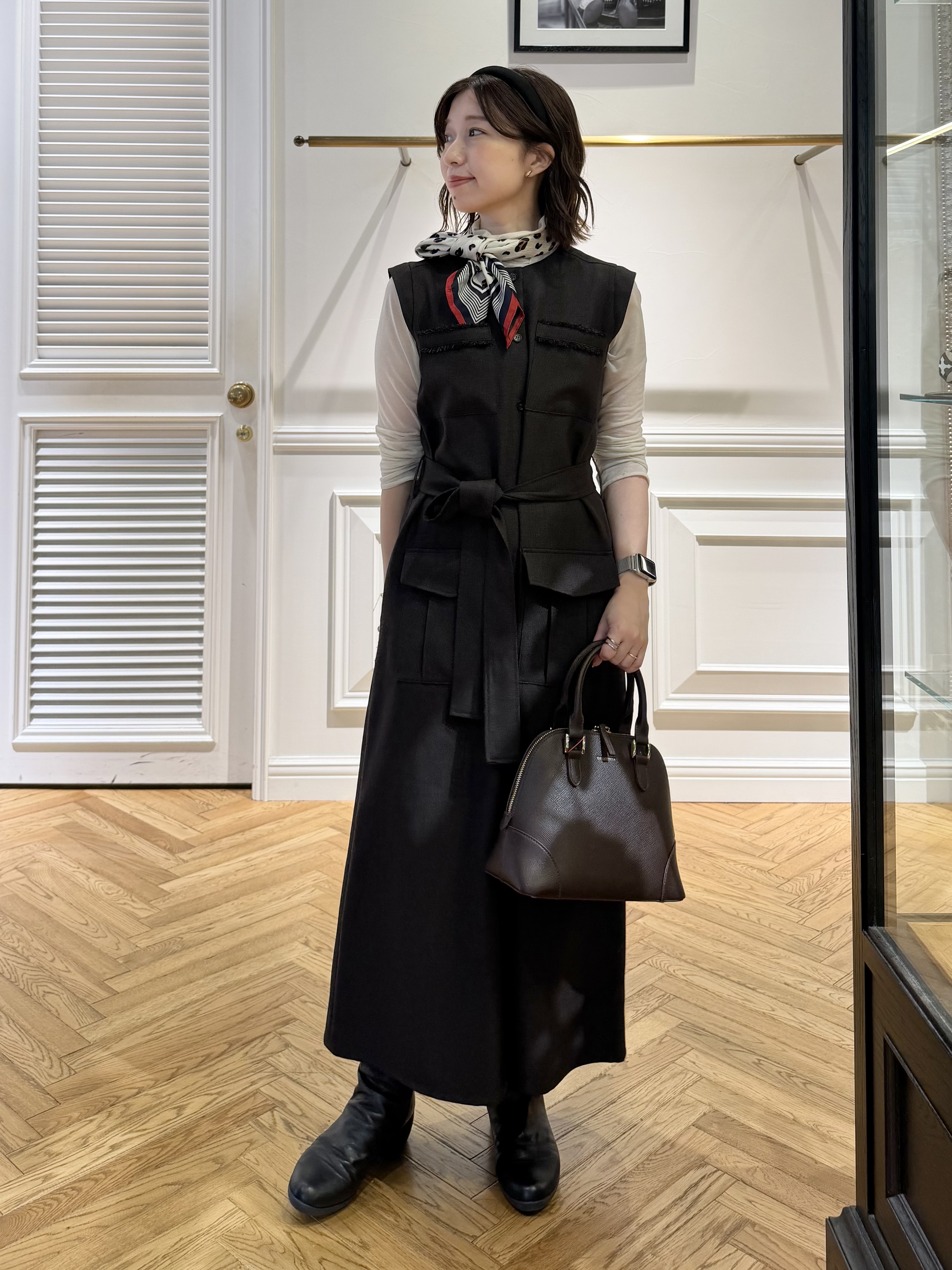 つじ まこさんの「DRESSTERIOR｜【ウォッシャブル】ツイードライクワンピース」を使ったコーディネート