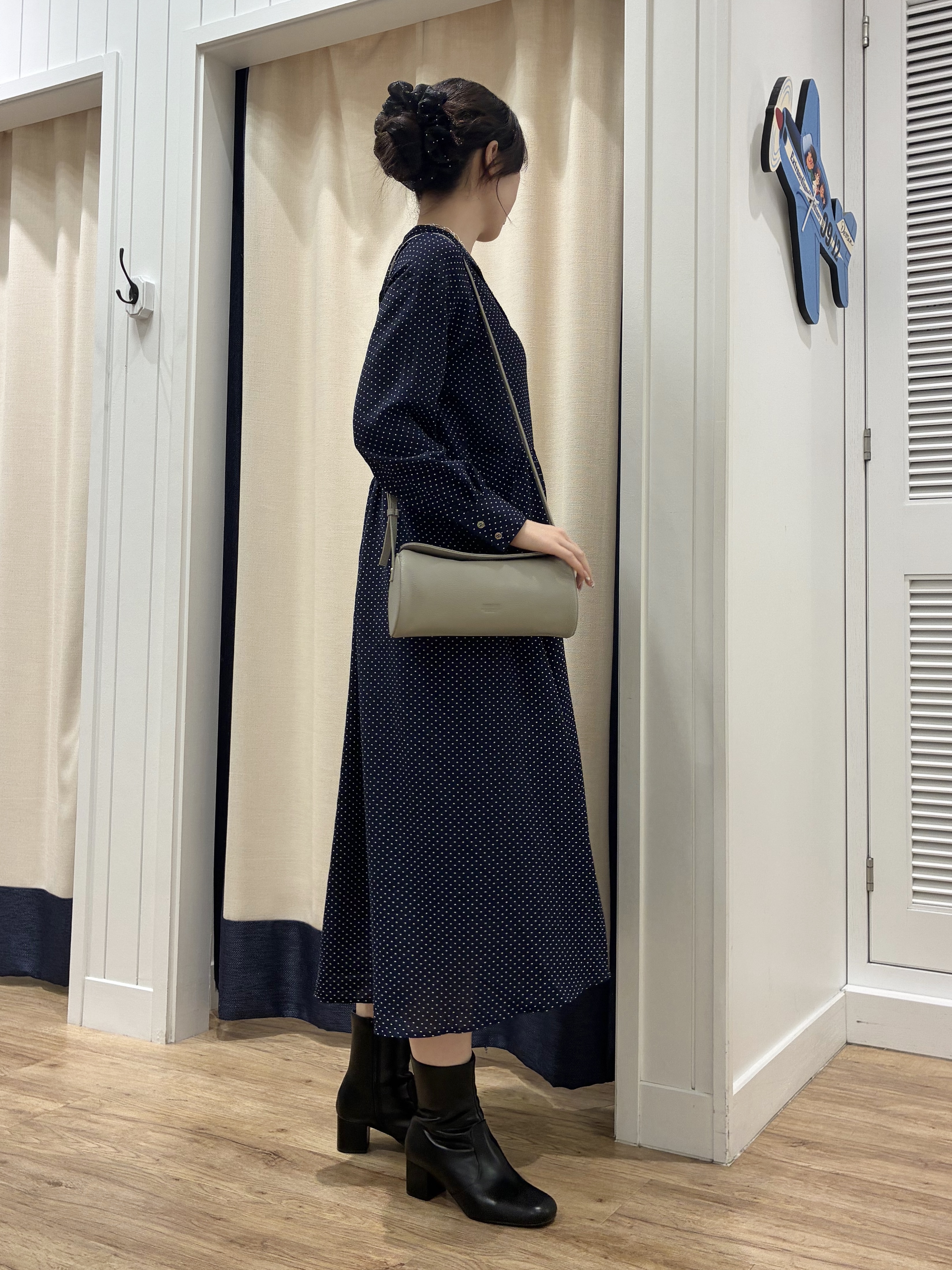 KANNAさんの「Dessin｜【手洗い可】ドットプリントワンピース」を使ったコーディネート