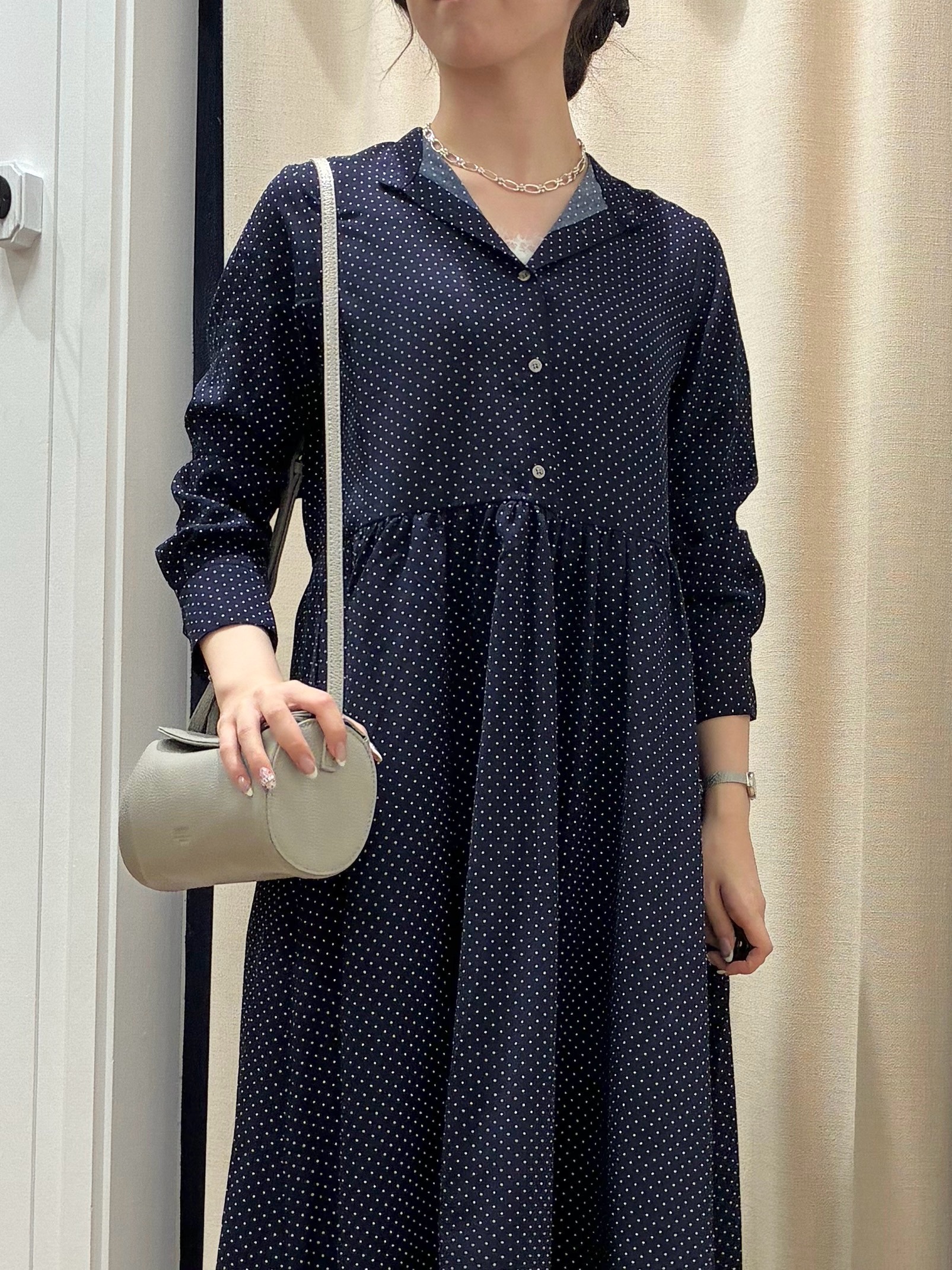 KANNAさんの「Dessin｜【手洗い可】ドットプリントワンピース」を使ったコーディネート