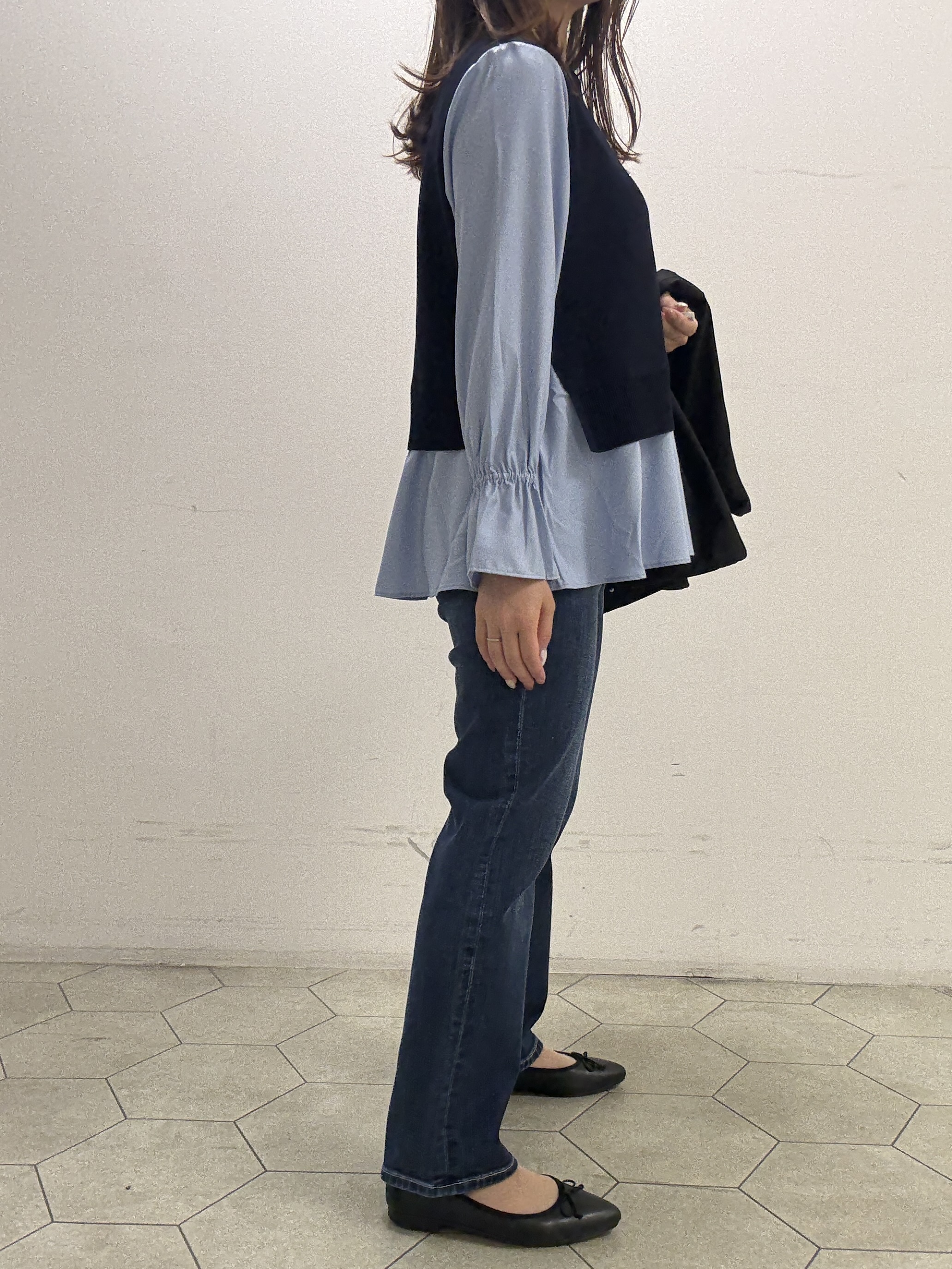 kahoさんの「INDIVI｜【洗える／1枚でコーデ完成】重ね着風ニットトップス」を使ったコーディネート